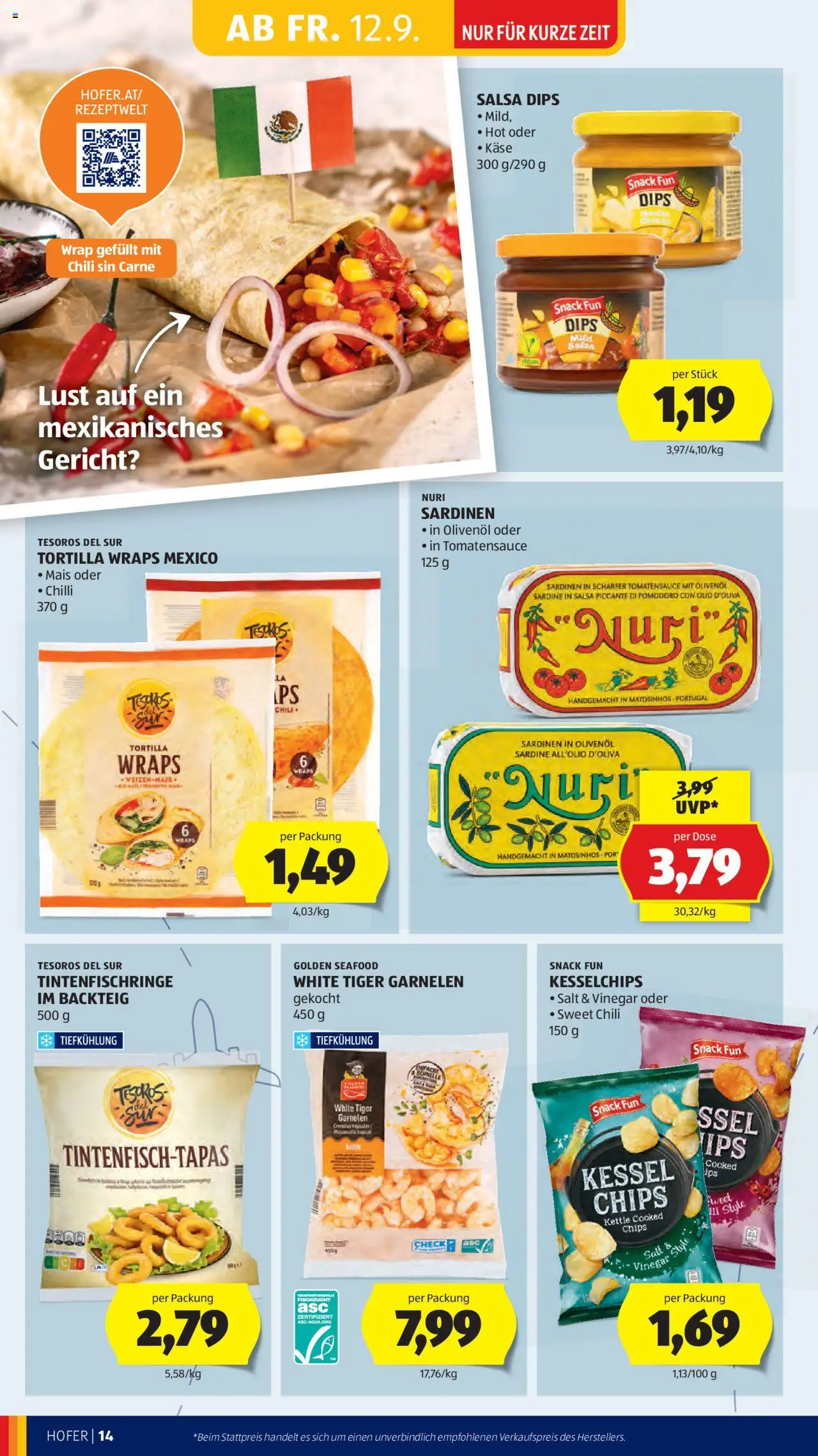 Hofer Flugblatt gültig ab 12.09.2025 | Seite: 16 | Produkte: Chips, Chili, Käse