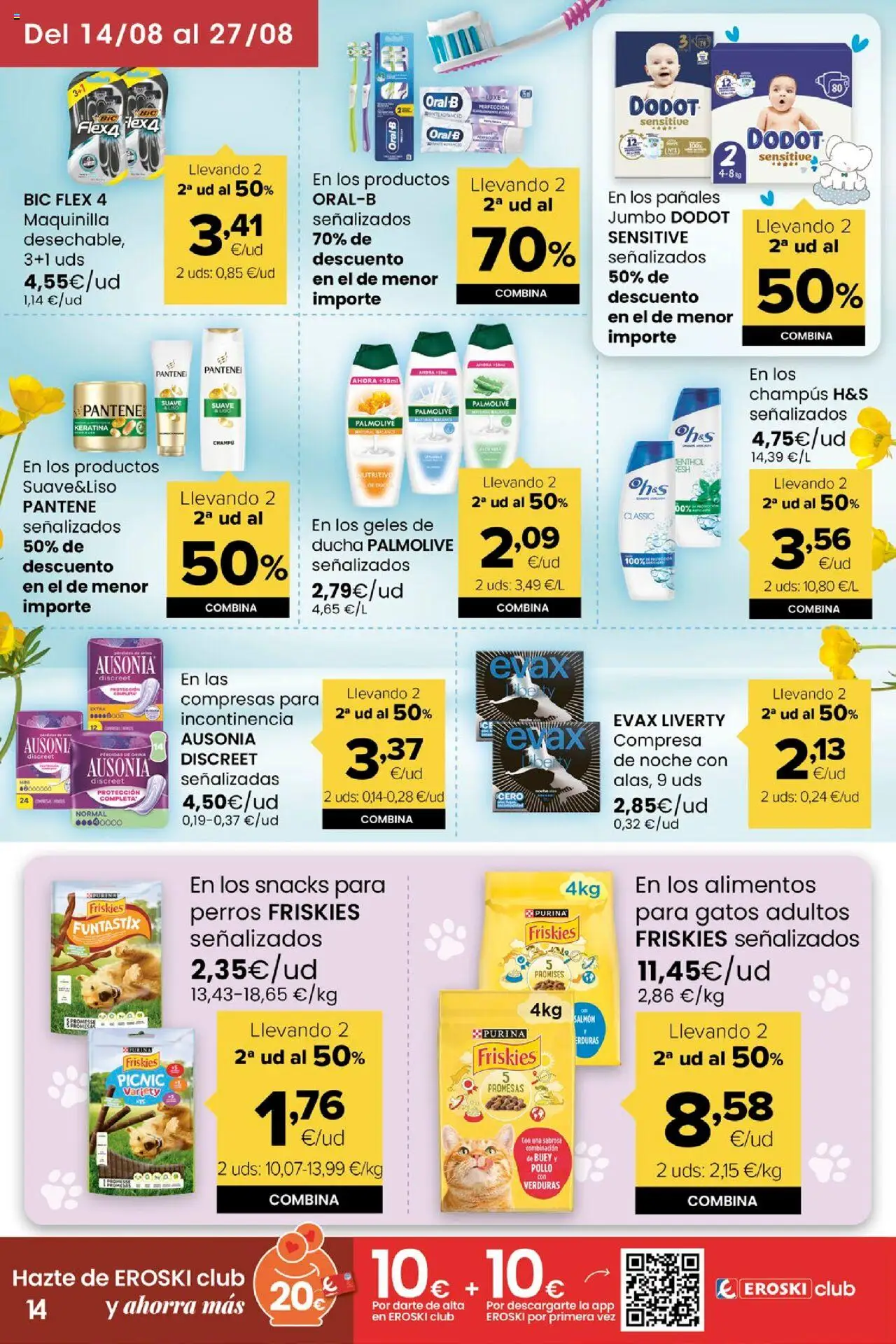 Eroski - Miramos por ti │ válido desde el 14.08.2025 | Página: 14 | Productos: Champú, Γλυφιτζούρι, Κούβα, Ducha
