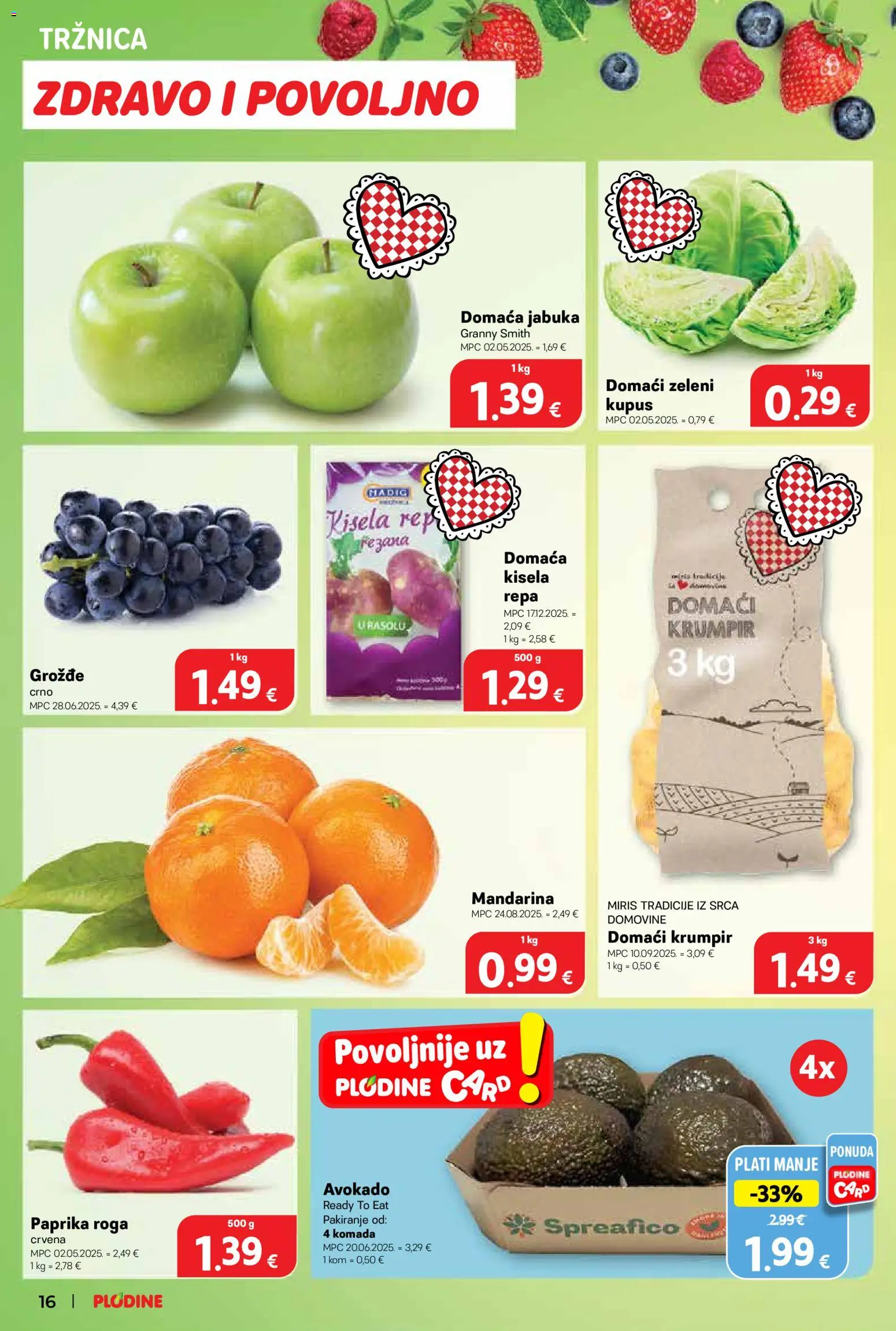 Plodine katalog | vrijedi od 07.01.2026 | Stranica: 16 | Proizvodi: Mandarina, Paprika, Kupus, Grožđe