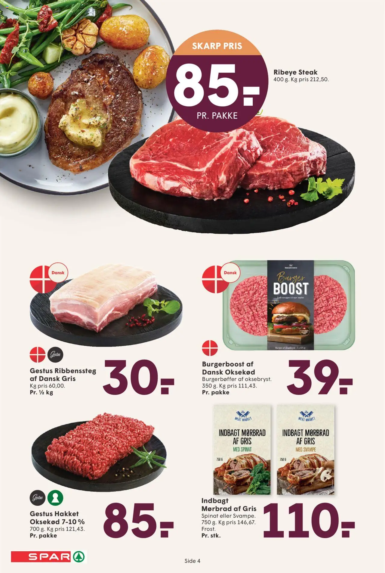Spar tilbudsavis – gyldig fra 10.10.2025 | Side: 4 | Produkter: Svampe, Oksekød, Spinat