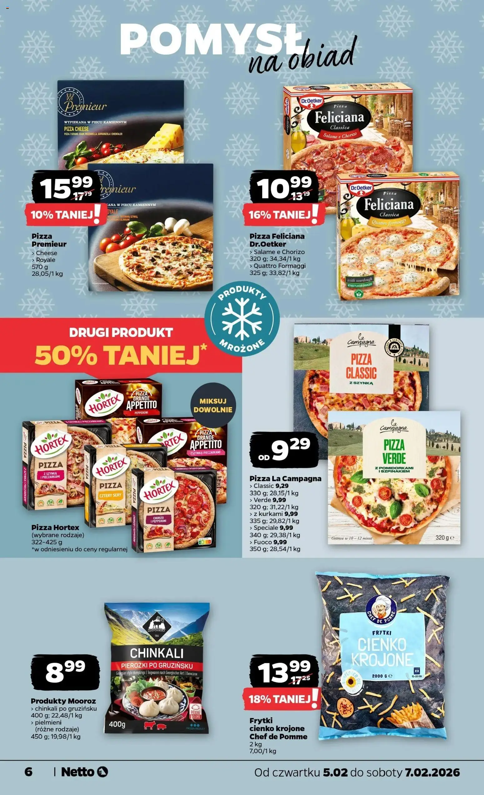 Netto gazetka - Spożywcza od 05.02.2026 | Strona: 6 | Produkty: Sery, Pizza, Frytki, Gorgonzola