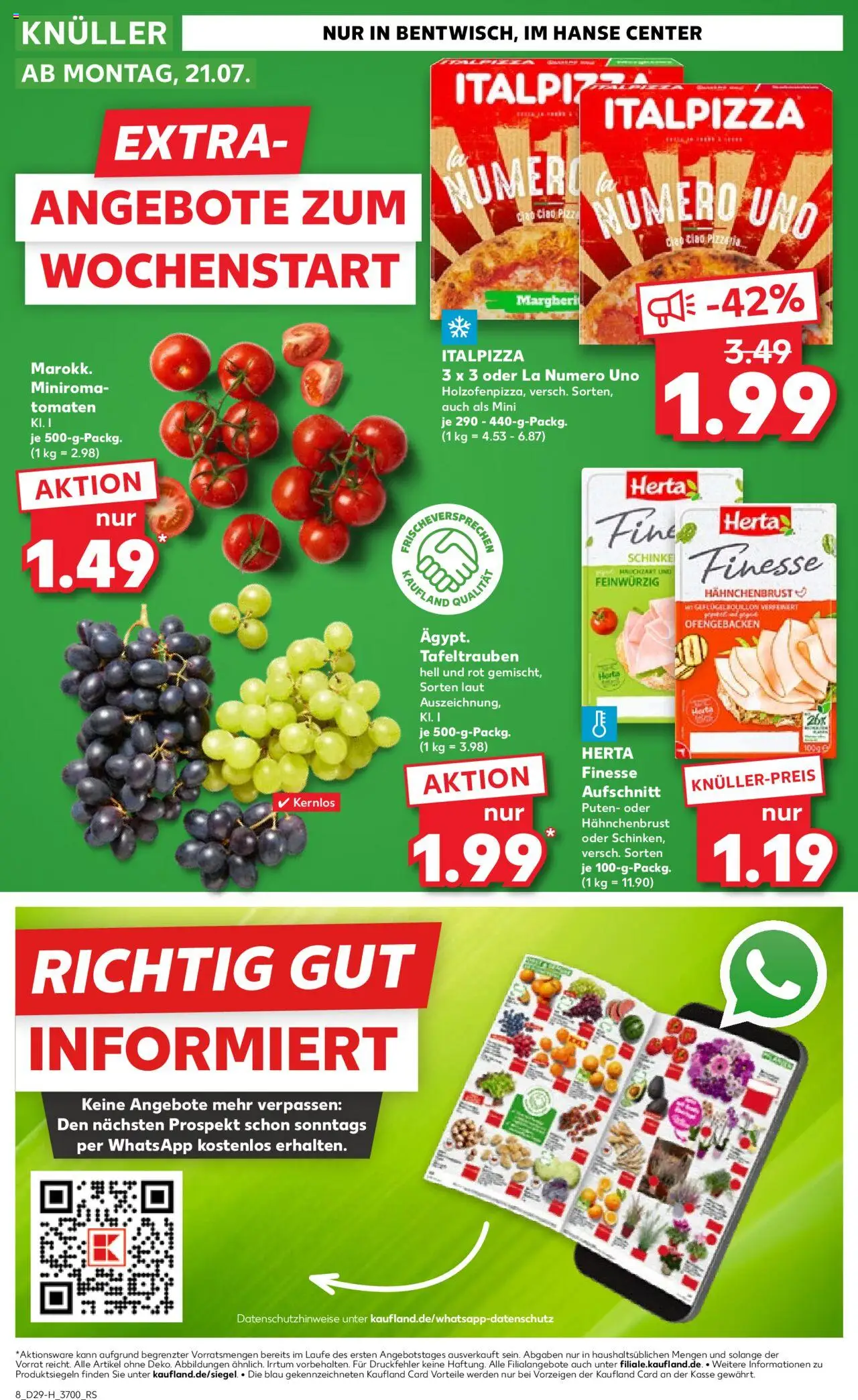Kaufland prospekt Rostock	 - gültig ab dem 17.07.2025 | Seite: 8 | Produkte: Tomaten, Pizza, Herta finesse, Hahnchenbrust