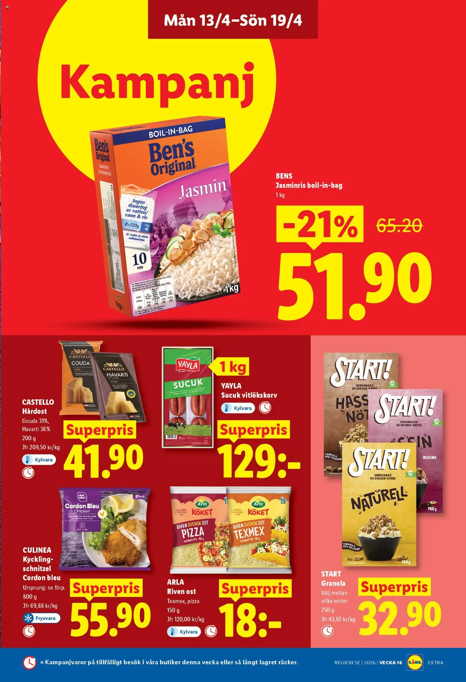Lidl reklamblad aktuell från 13.04.2026 | Sida: 13 | Produkter: Ost, Pizza, Granola, Ris