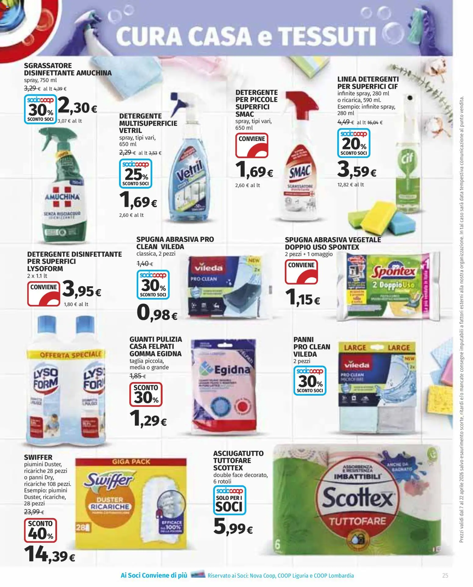 Volantino Ipercoop del 07.04.2026 | Pagina: 25 | Prodotti: Sgrassatore, Guanti, Data, Asciugatutto