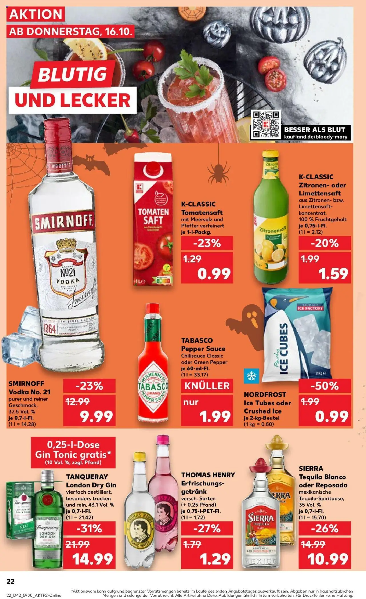 Kaufland prospekt Chemnitz	 – gültig ab 19.10.2025 | Seite: 22 | Produkte: Tomaten, Pfeffer, Smirnoff, Zitronen