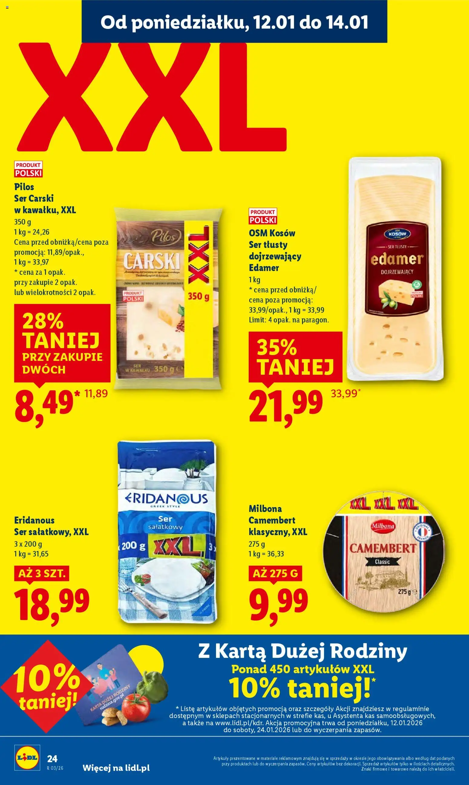 Lidl Gazetka od 12.01.2026 | Strona: 24 | Produkty: Karta, Camembert, Ser