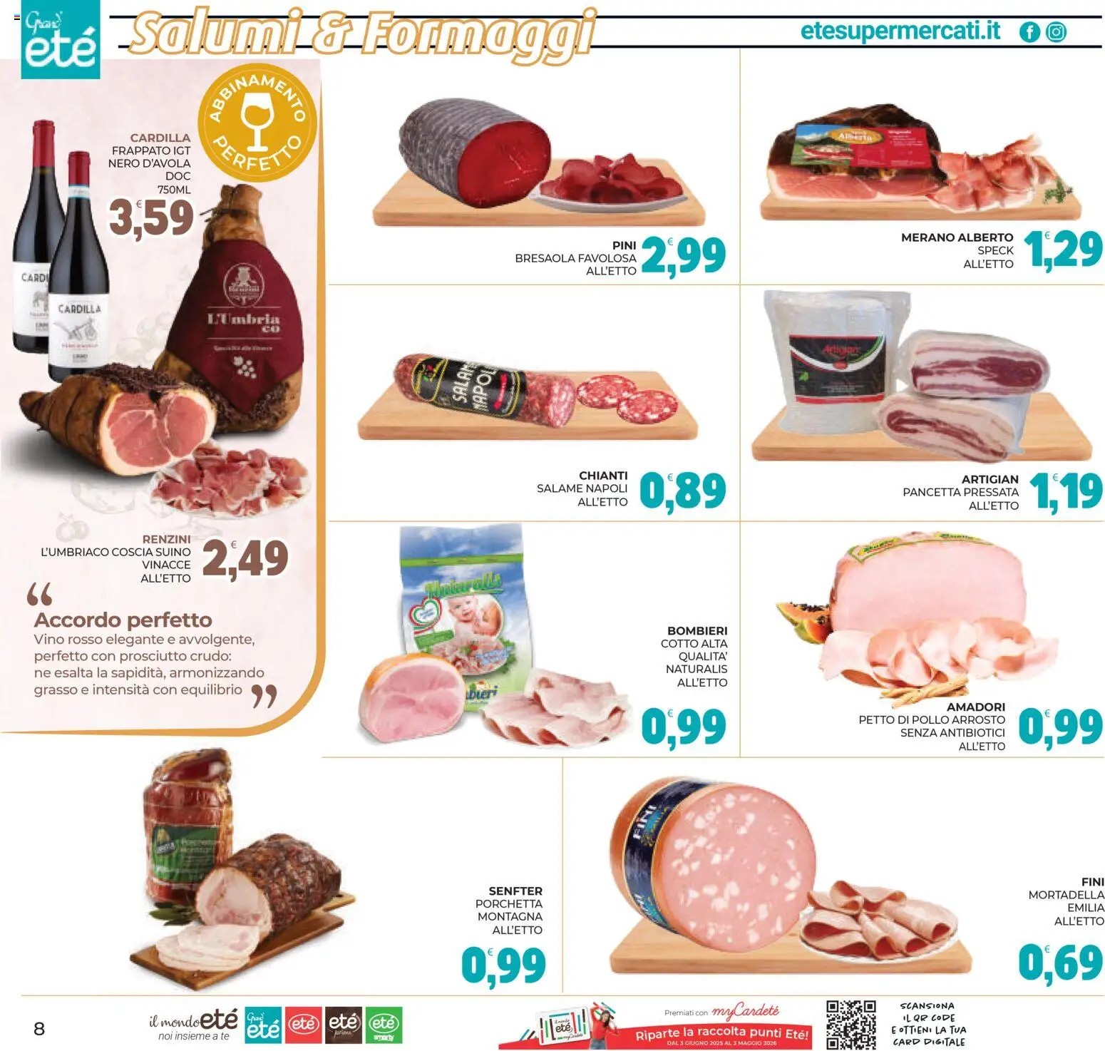 Volantino Eté del 17.04.2026 | Pagina: 8 | Prodotti: Pancetta, Suino, Prosciutto, Mortadella