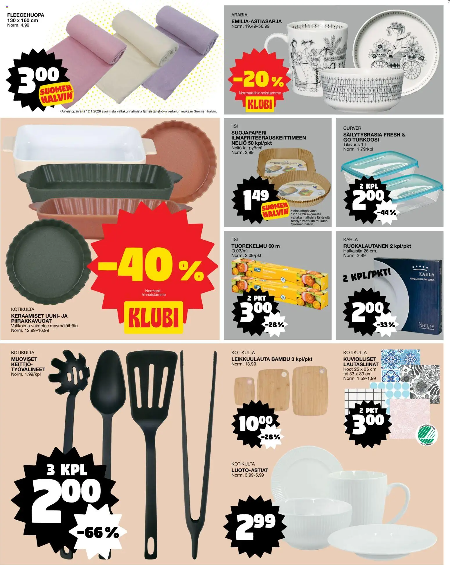 Tokmanni tarjoukset – voimassa 26.01.2026 alkaen | Sivu: 7 | Tuotteet: Uuni, Keittiö, Lautasliinat