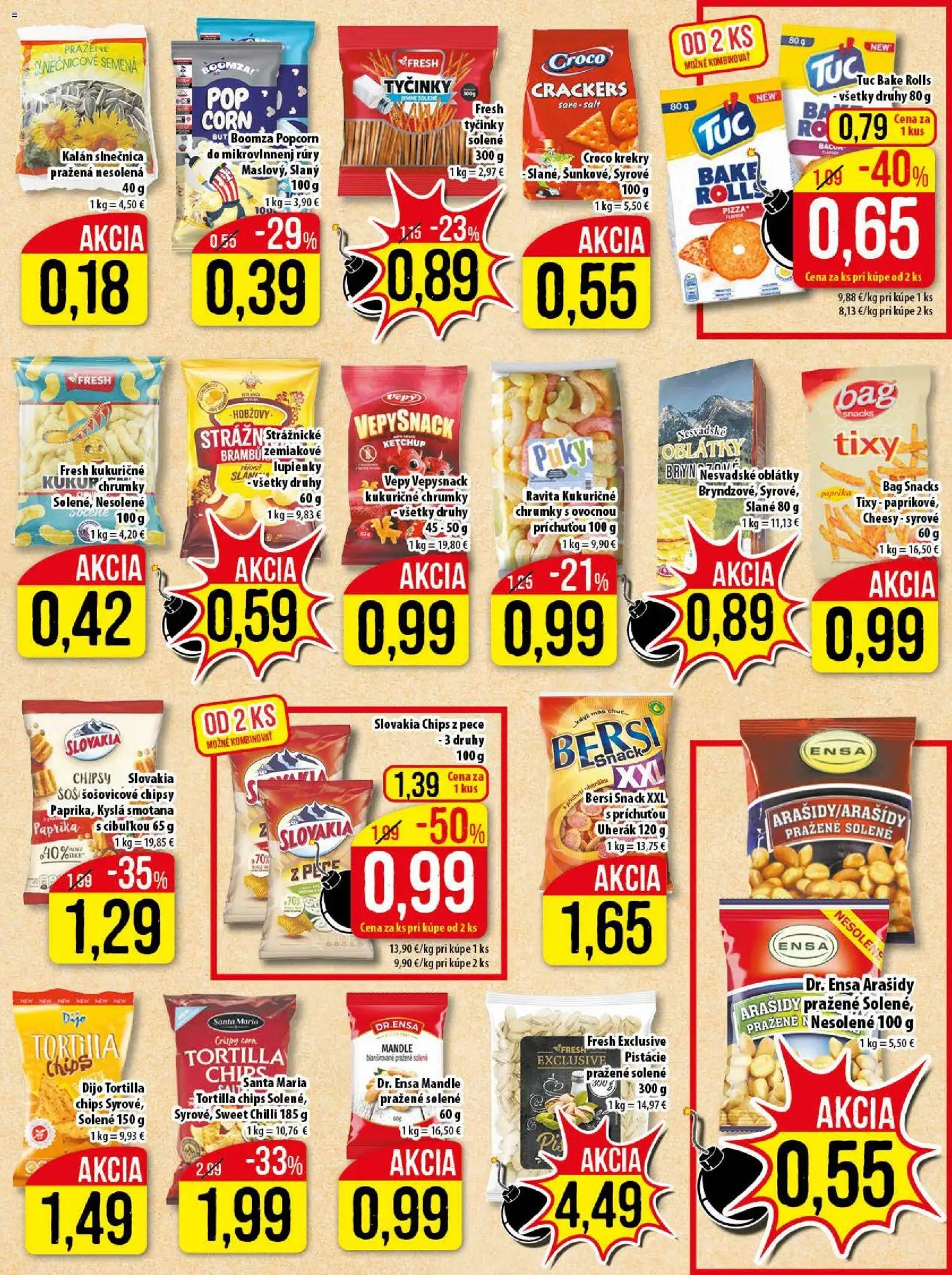 Nové Klas akcie – leták je platný od 17.11.2025 | Strana: 14 | Produkty: Chipsy, Arašidy, Pistácie, Mandle