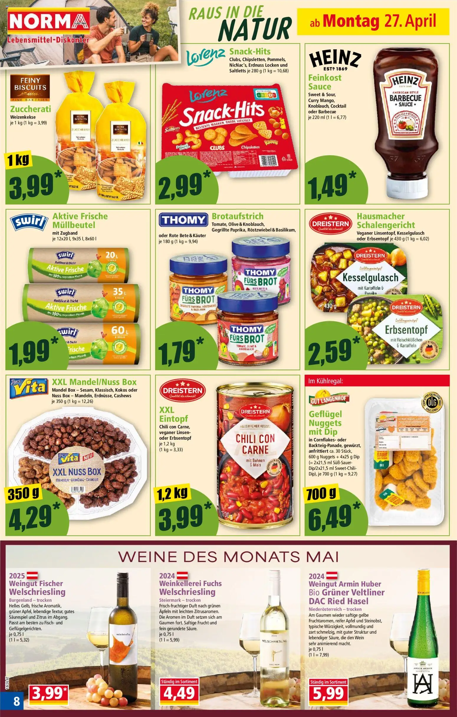 Norma Flugblatt gültig ab 27.04.2026 | Seite: 8 | Produkte: Kartoffeln, Chili, Wein, Äpfel