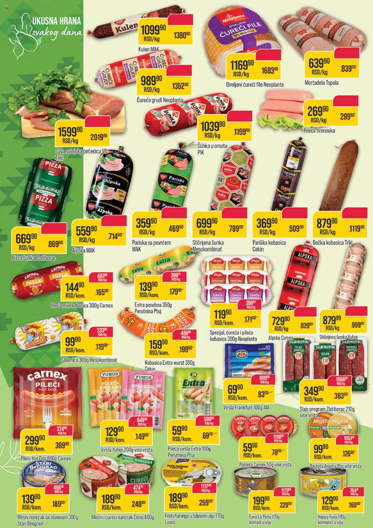 Zlatan Trag katalog - važi od 30.07.2025 | Strana: 6 | Proizvode: Mortadela, Perutnina Ptuj, Pizza šunka, Kobasica