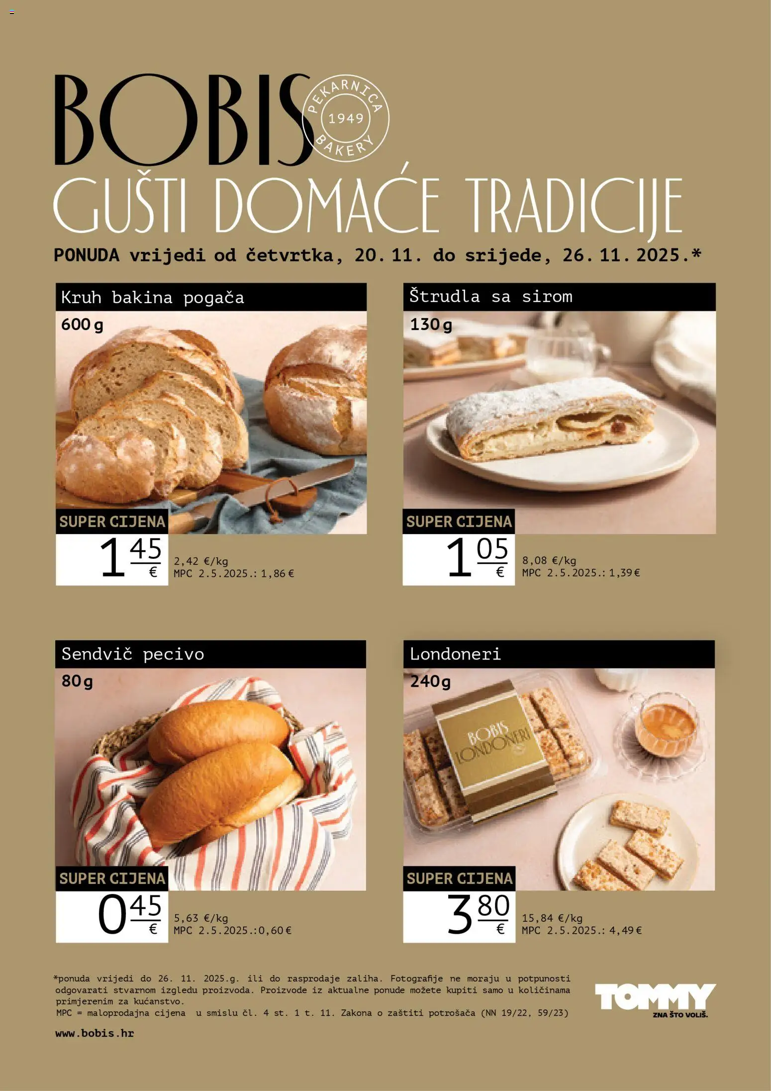 Tommy katalog | vrijedi od 20.11.2025 | Stranica: 1 | Proizvodi: Kruh, Pecivo