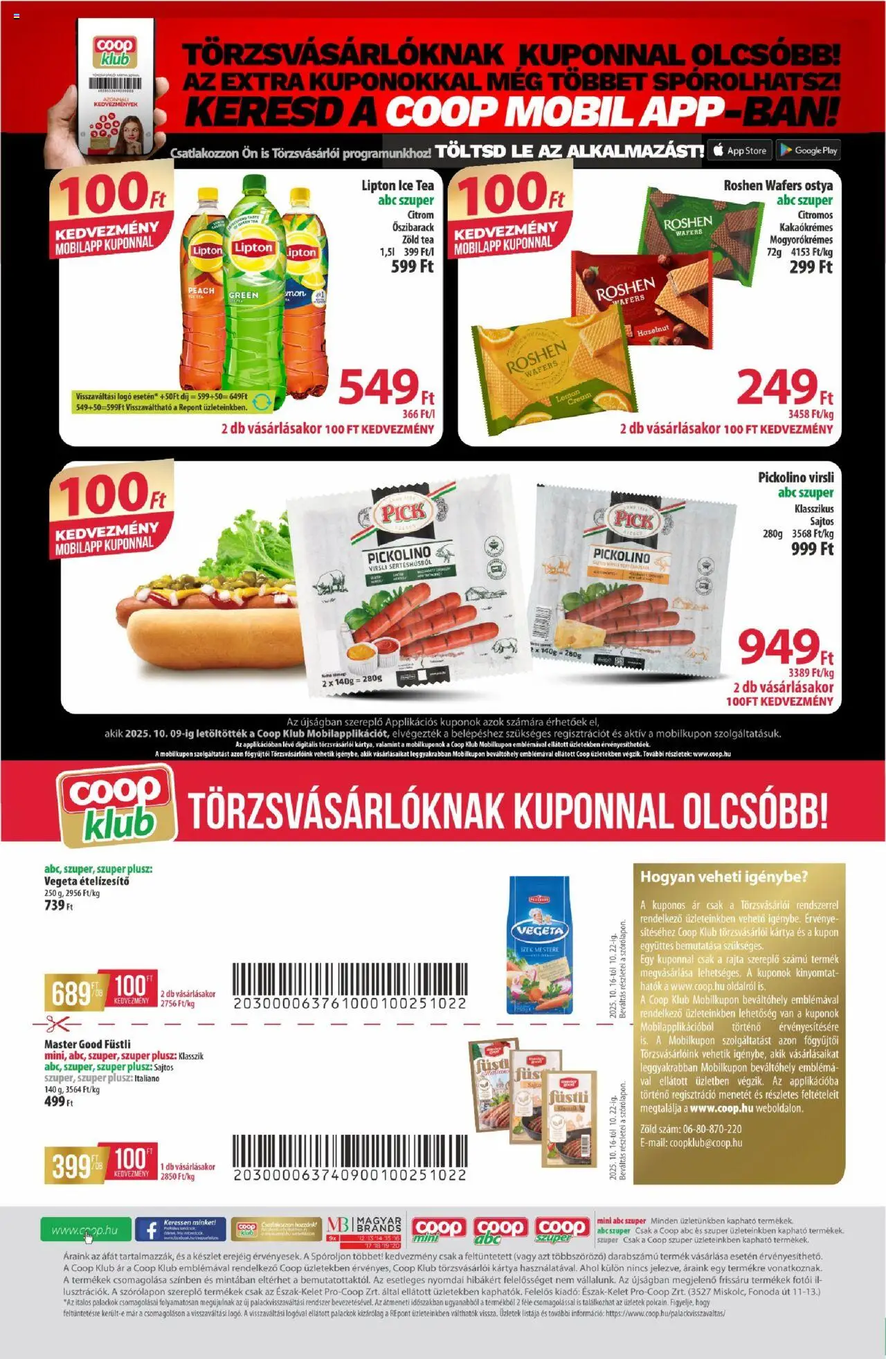 COOP akciós ujság - amely érvényes a következő dátumtól: 16.10.2025 | Oldal: 12 | Termékek: Virsli, Pick, Tea, Ételízesítő