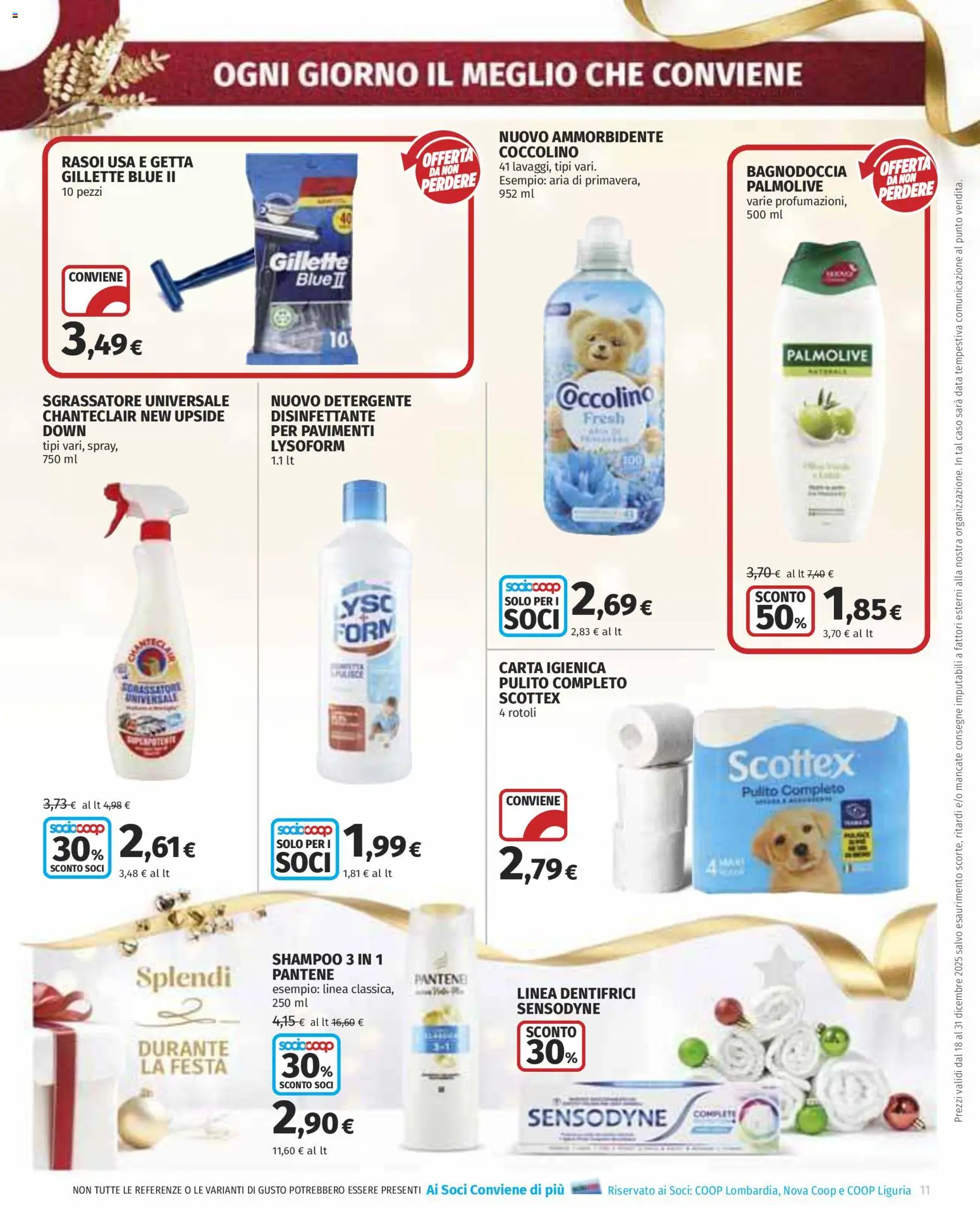 Volantino COOP del 18.12.2025 | Pagina: 11 | Prodotti: Shampoo, Ammorbidente, Sgrassatore, Data