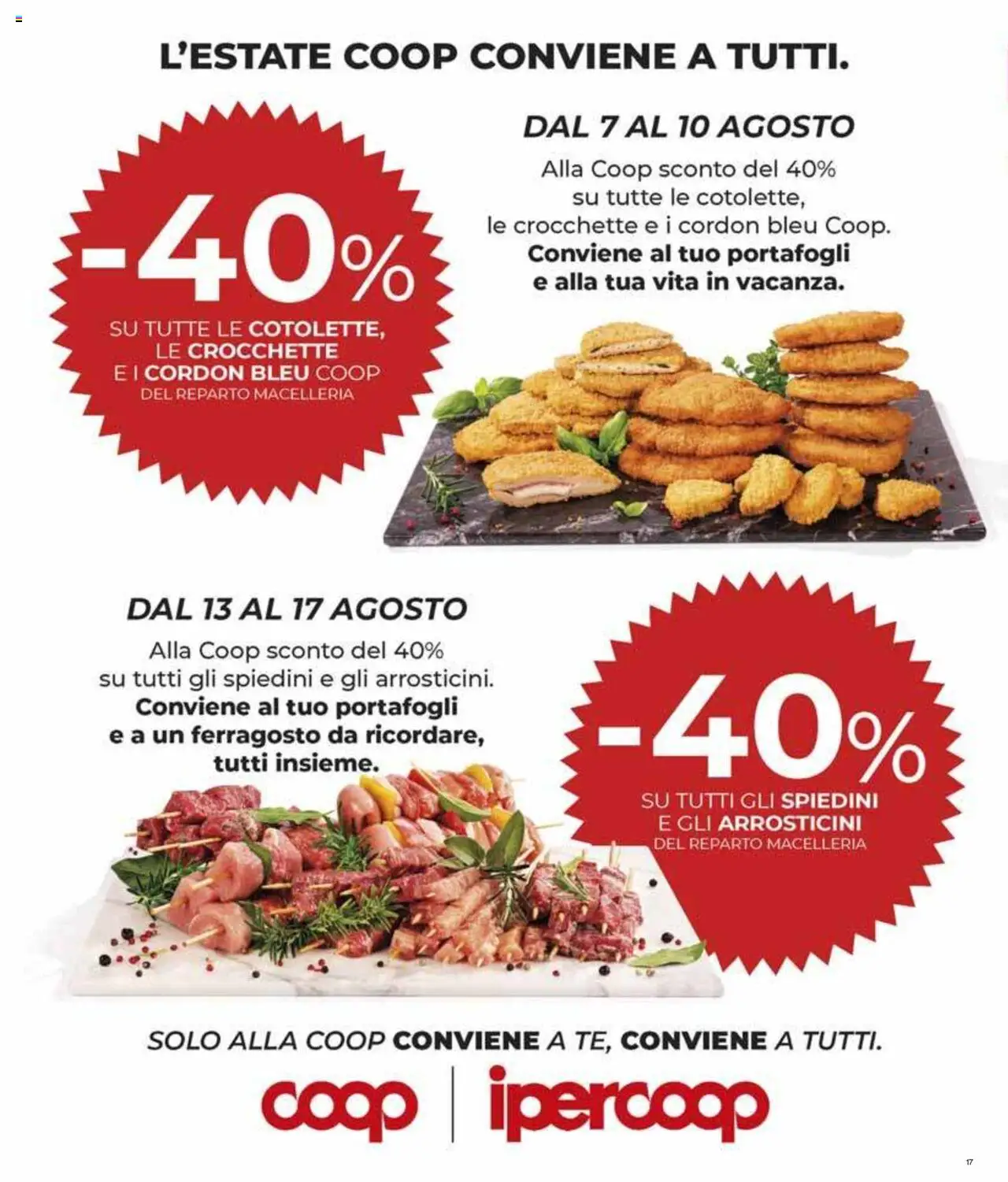 Volantino COOP del 07.08.2025 | Pagina: 17 | Prodotti: Crocchette, Spiedini, Arrosticini