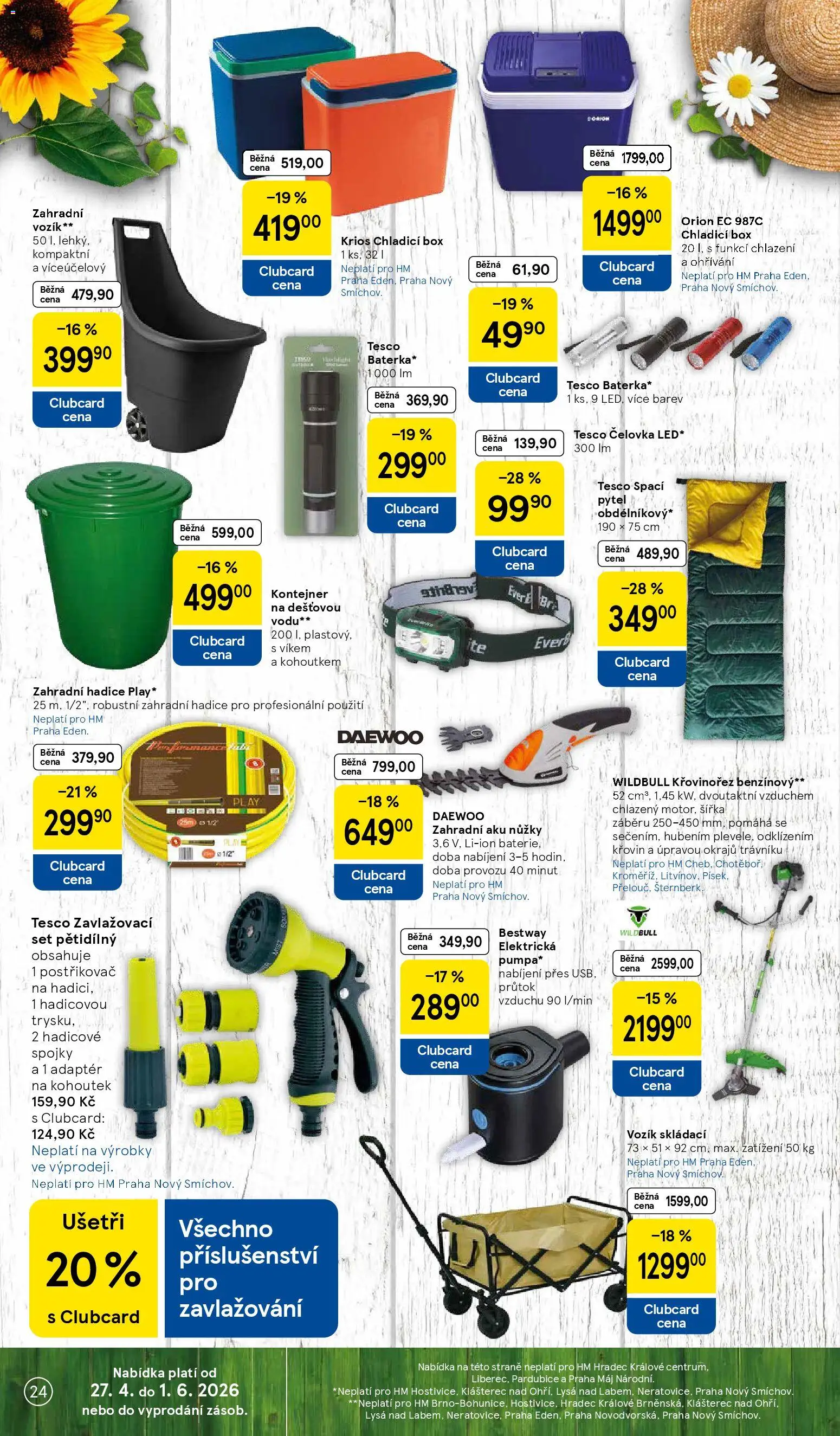 Tesco leták - Hypermarket od 29.04.2026 | Strana: 24 | Produkty: Nůžky, USB, Křovinořez, Spací pytel