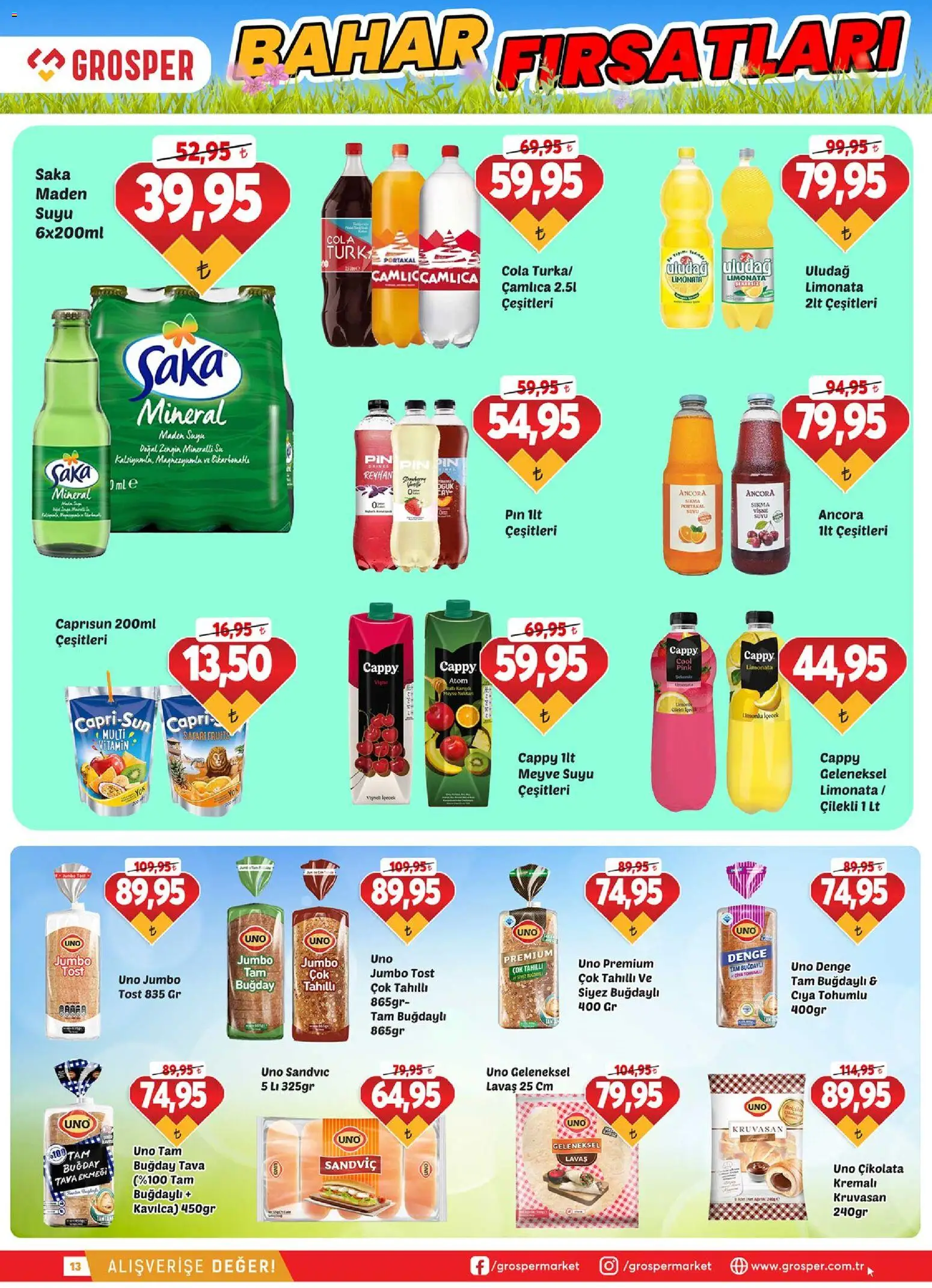 Grosper Katalog - 08.04.2026 tarihinden itibaren geçerlidir | Sayfa: 13 | Ürünler: Limonata, Reyhan, Çikolata, Meyve suyu