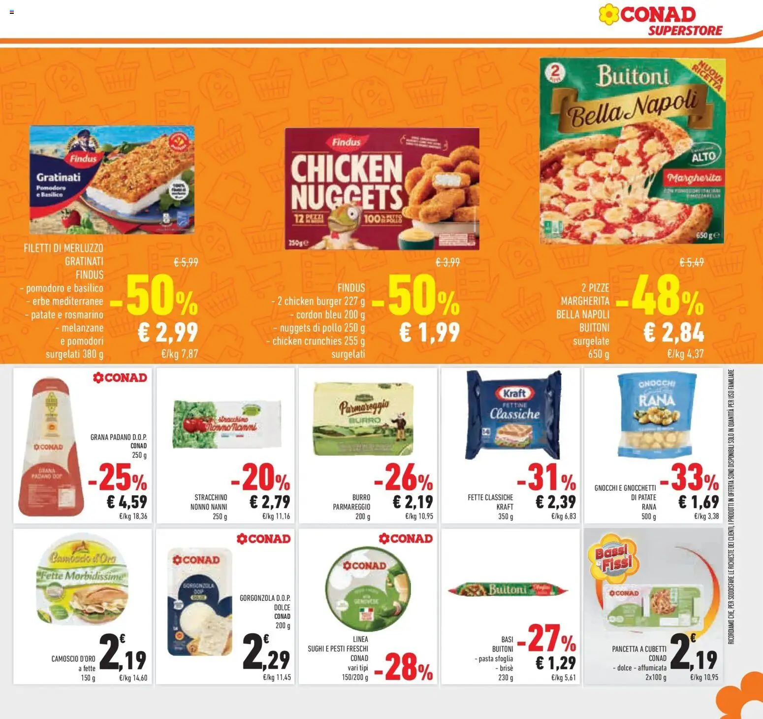 Volantino Conad del 14.01.2026 | Pagina: 23 | Prodotti: Pizza, Merluzzo, Nuggets, Pasta