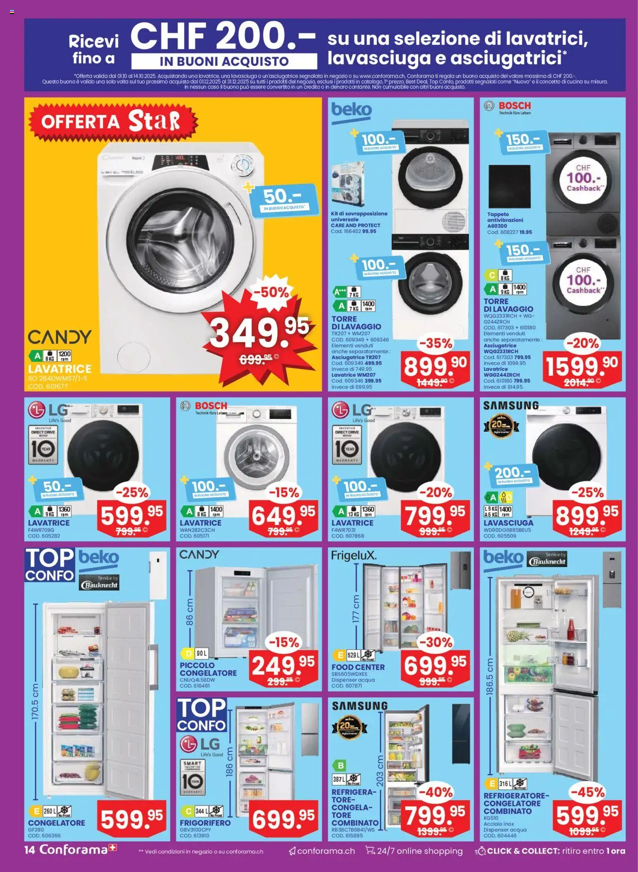 Conforama Aktionen IT – gültig ab 15.10.2025 | Seite: 14 | Produkte: Top, Samsung, Bosch