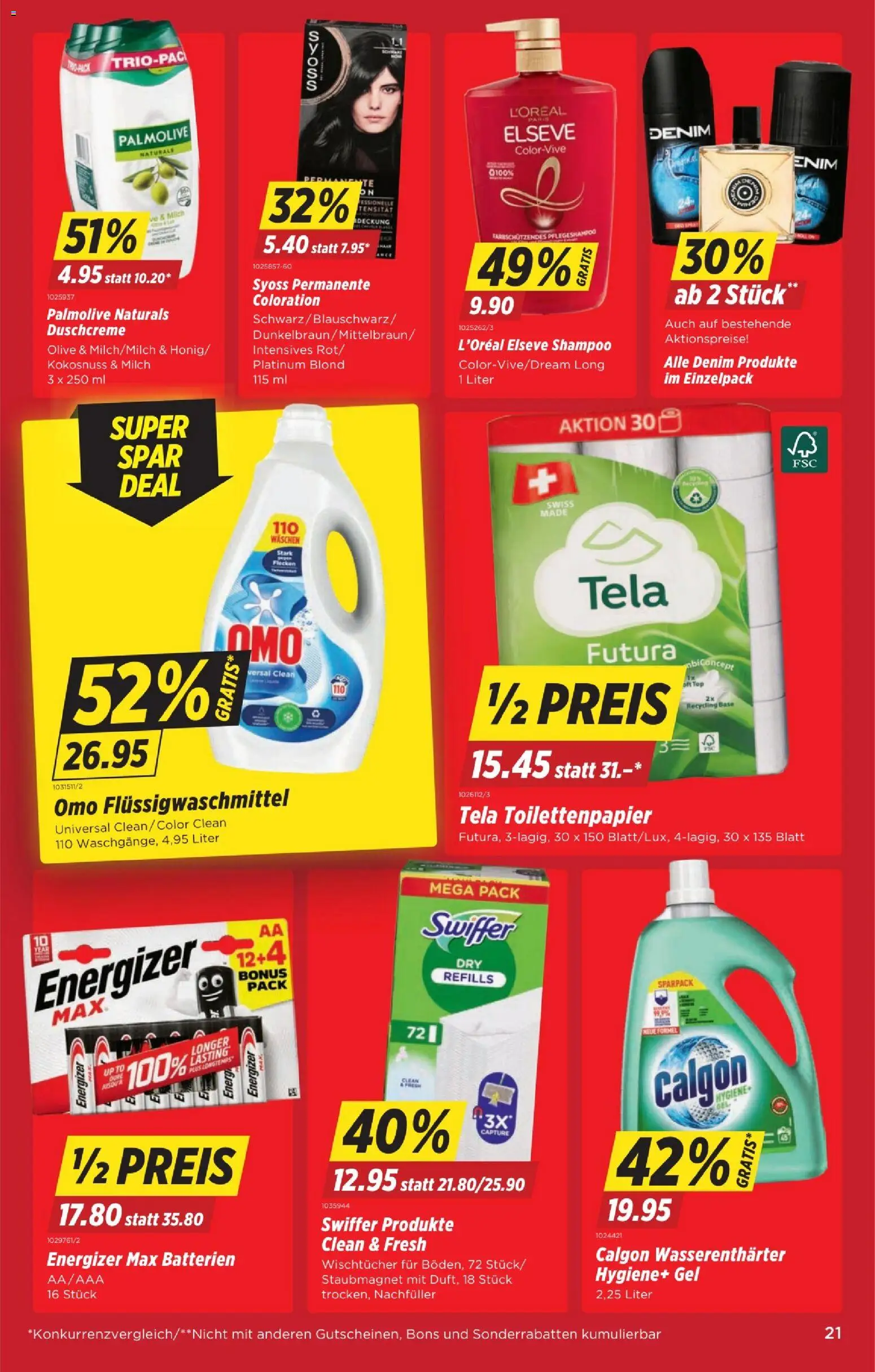 Denner Aktionen – gültig ab 13.01.2026 | Seite: 21 | Produkte: Shampoo, Duschcreme, Top, Toilettenpapier
