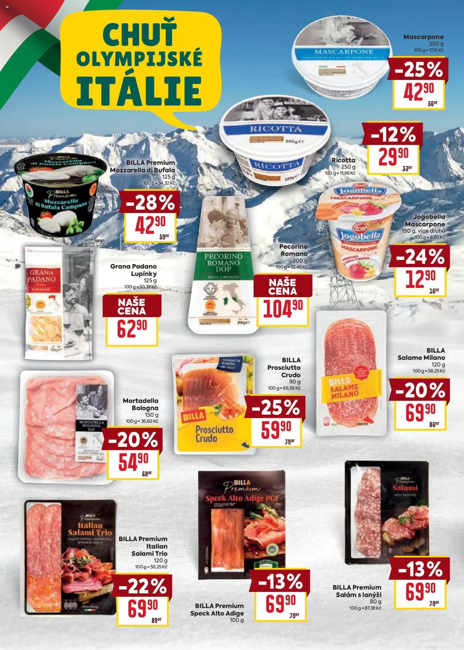 Billa Velký leták od 14.01.2026 | Strana: 14 | Produkty: Ricotta, Prosciutto, Jogobella, Crudo