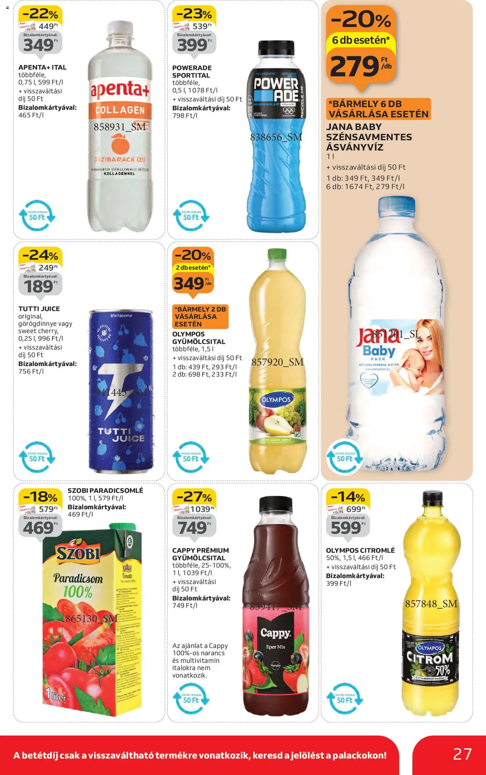 Auchan akciós ujság - amely érvényes a következő dátumtól: 06.11.2025 | Oldal: 27 | Termékek: Őszibarack, Paradicsomlé, Eper, Multivitamin