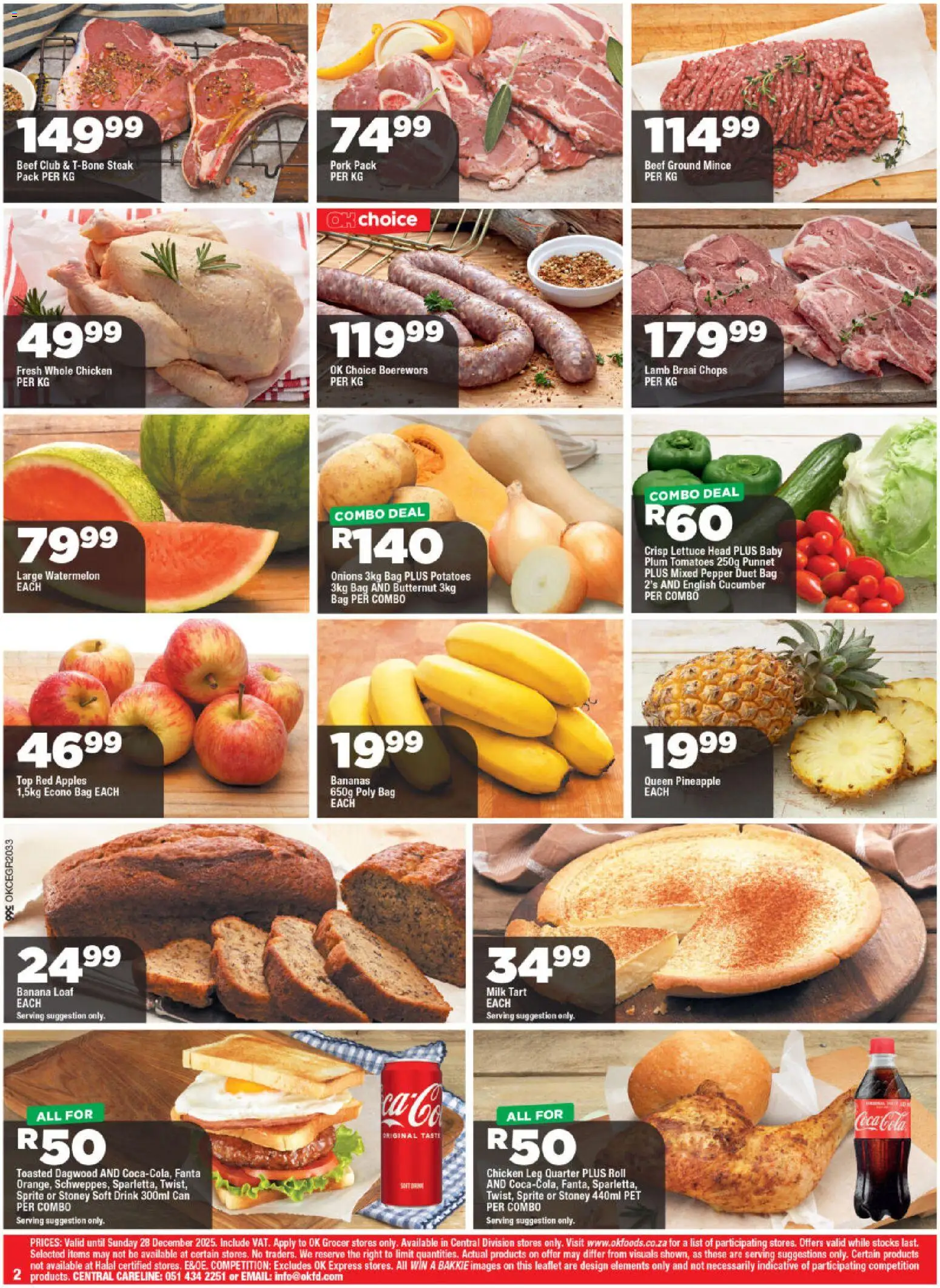 New OK Foods catalogue – valid from 10.12.2025 | Page: 2 | Products: Steak, Milk, Tomatoes, Beef
