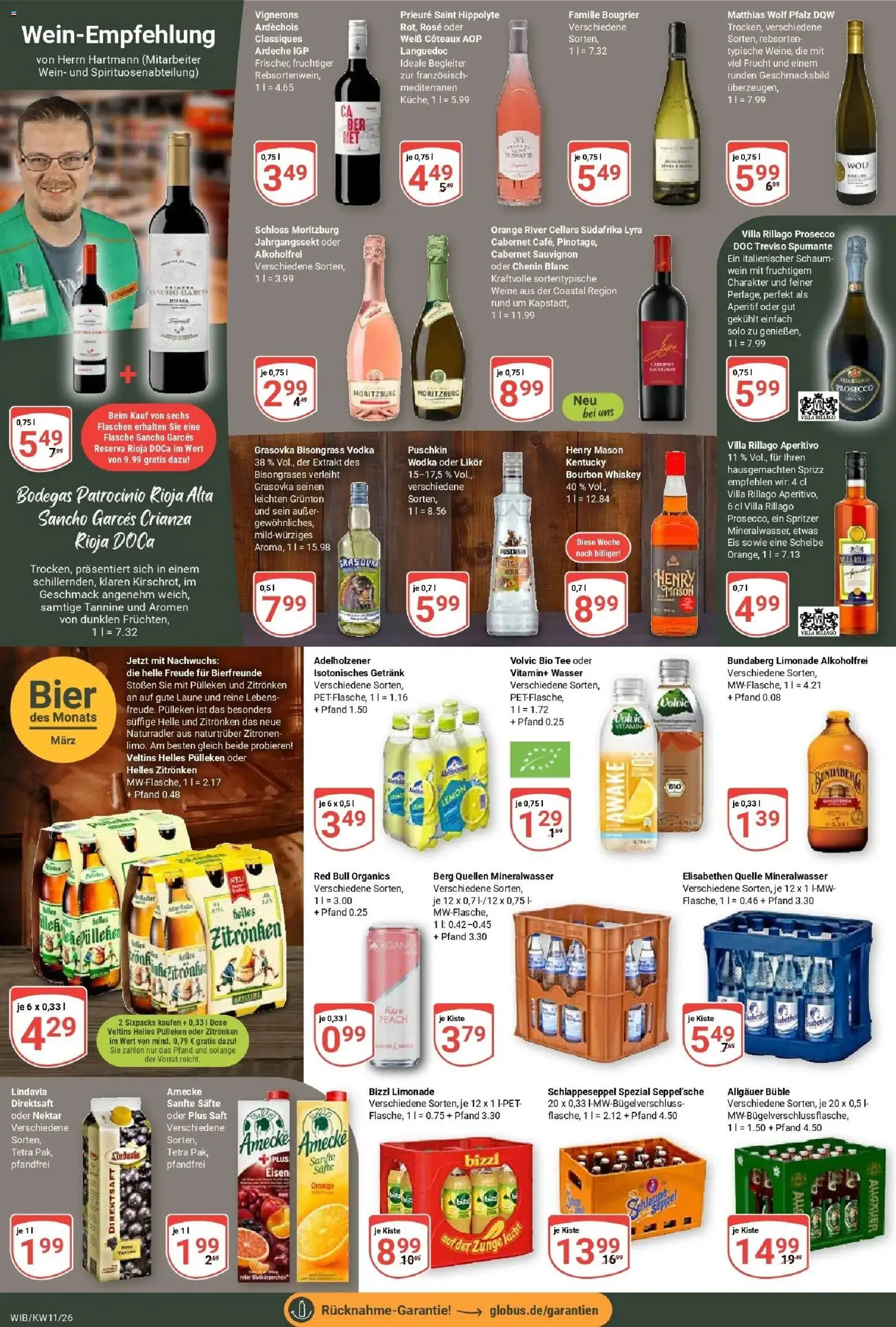 Globus prospekt Wiesbaden-Nordenstadt	 – gültig ab 09.03.2026 | Seite: 18 | Produkte: Red bull, Prosecco, Wasser, Whiskey