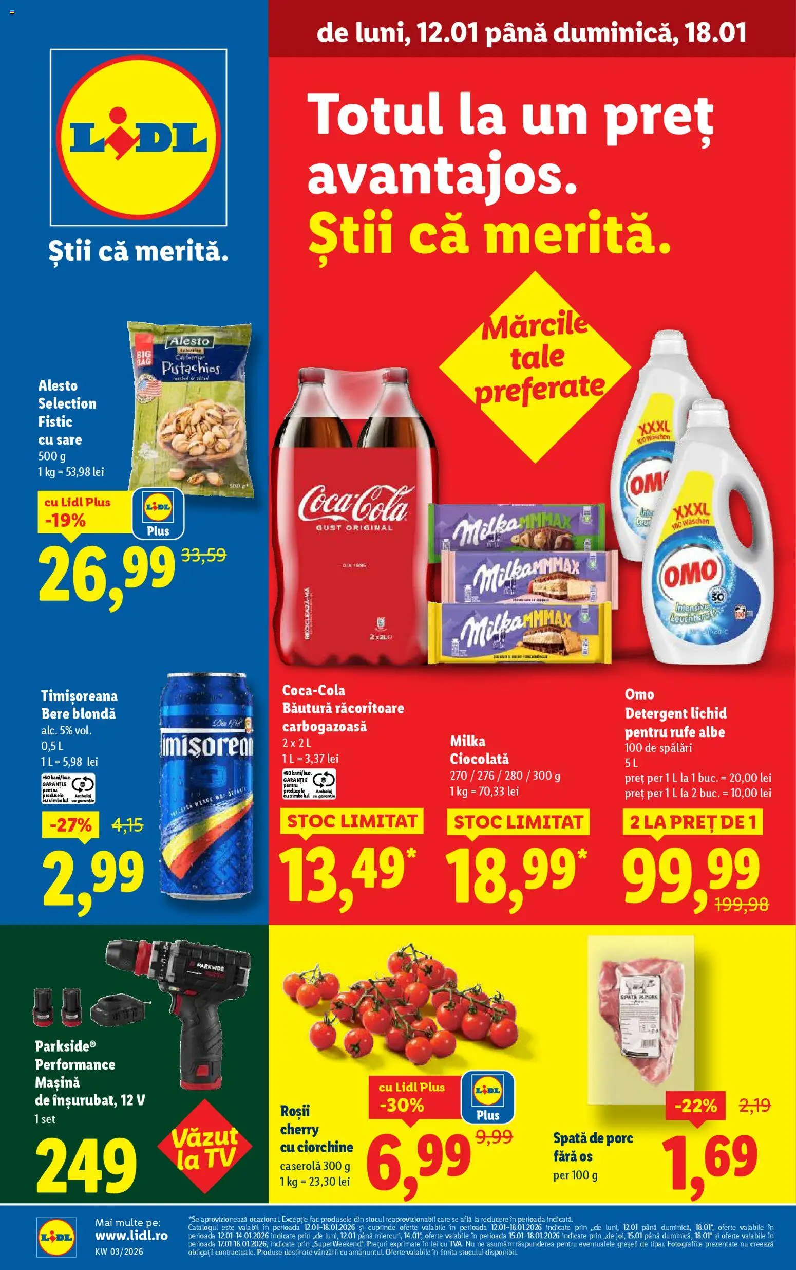 Noul catalog Lidl – valabil de la 12.01.2026 | Pagină: 1 | Produse: Ciocolată, Bere, Roșii, Fistic