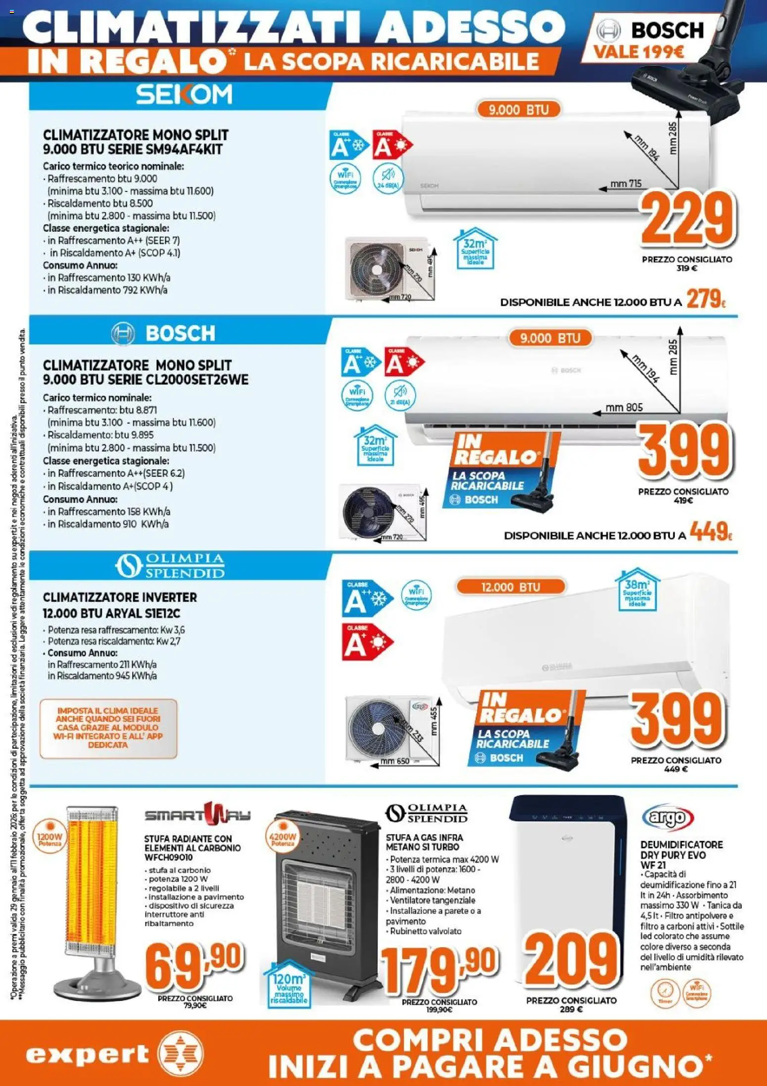 Volantino Expert del 29.01.2026 | Pagina: 6 | Prodotti: Deumidificatore, Stufa, Scopa, Stufa a gas
