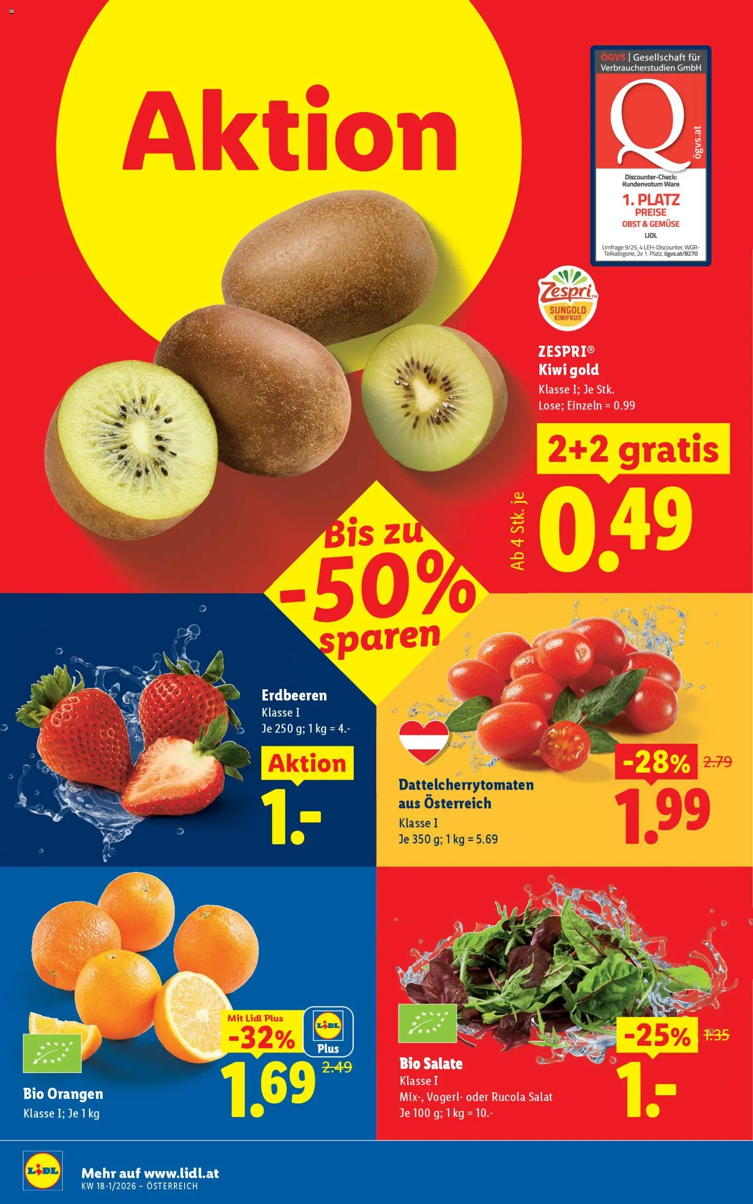Lidl Flugblatt - Eisenstadt, Ebenfurth, Mattersburg gültig ab 23.04.2026 | Seite: 43 | Produkte: Kiwi, Salat, Gemüse, Orangen