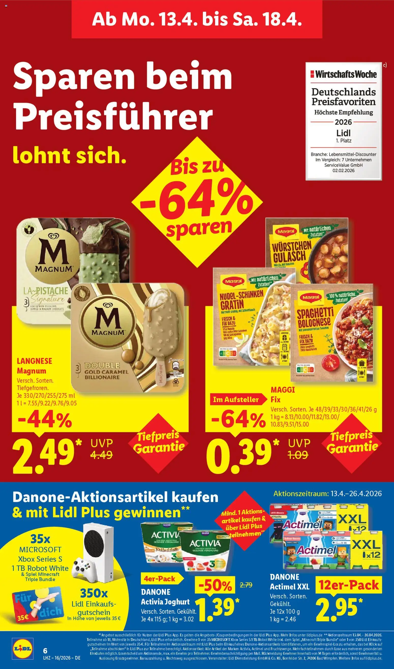 Lidl Německo leták od 13.04.2026 | Strana: 12 | Produkty: Maggi, Xbox, Robot, Actimel
