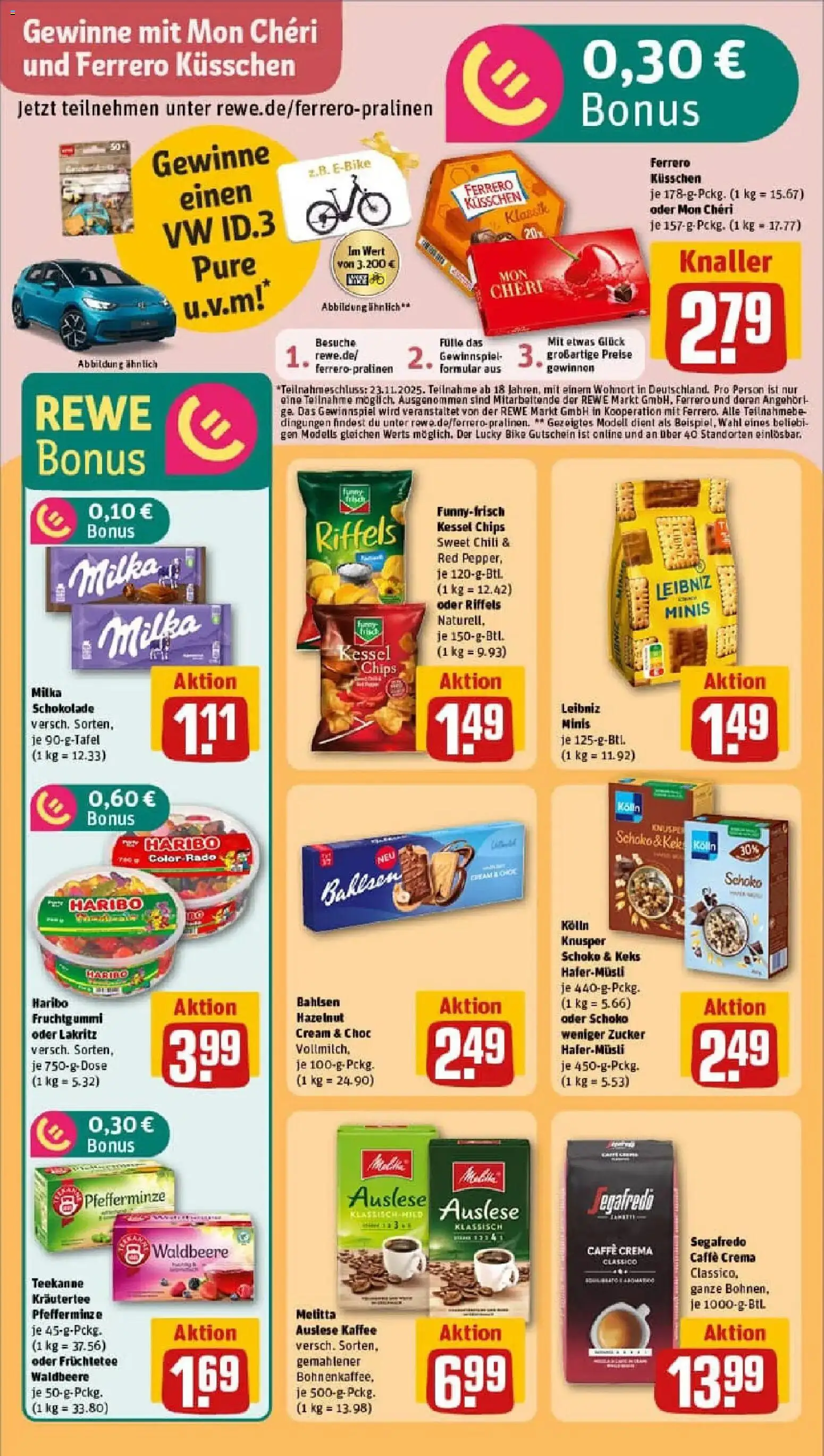 Rewe prospekt Wegberg	 – gültig ab 10.11.2025 | Seite: 23 | Produkte: Melitta, Milka schokolade, Zucker, Chips