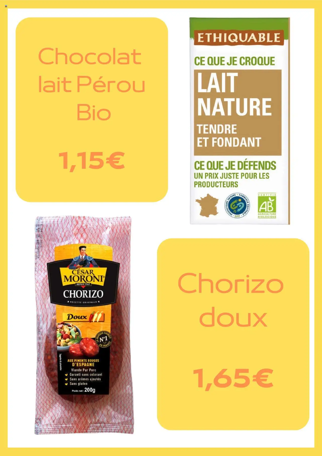  | Page: 4 | Produits: Chorizo, Lait, Chocolat, Viande