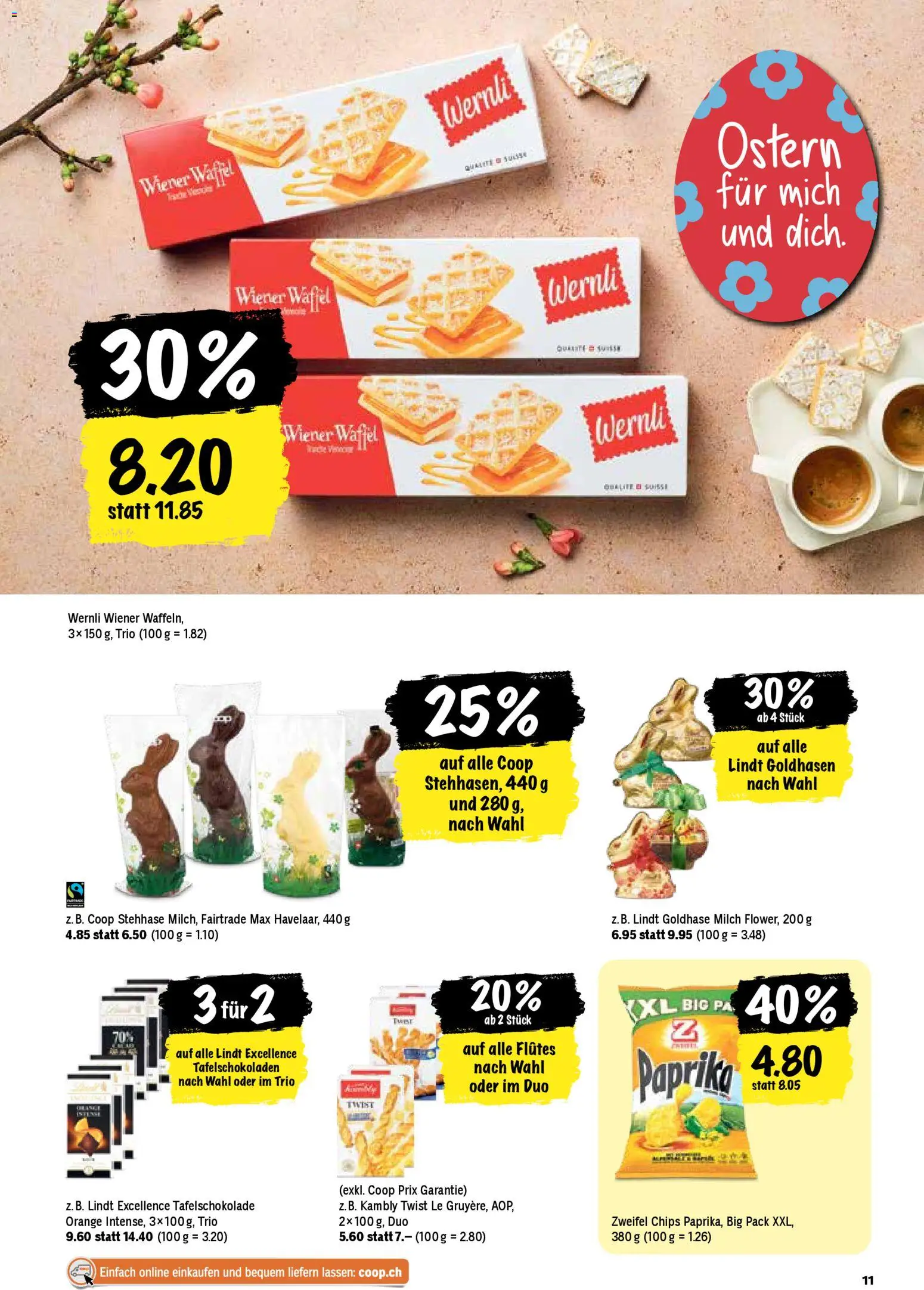 Coop aktionen – gültig ab 19.03.2026 | Seite: 11 | Produkte: Waffeln, Milch, Chips