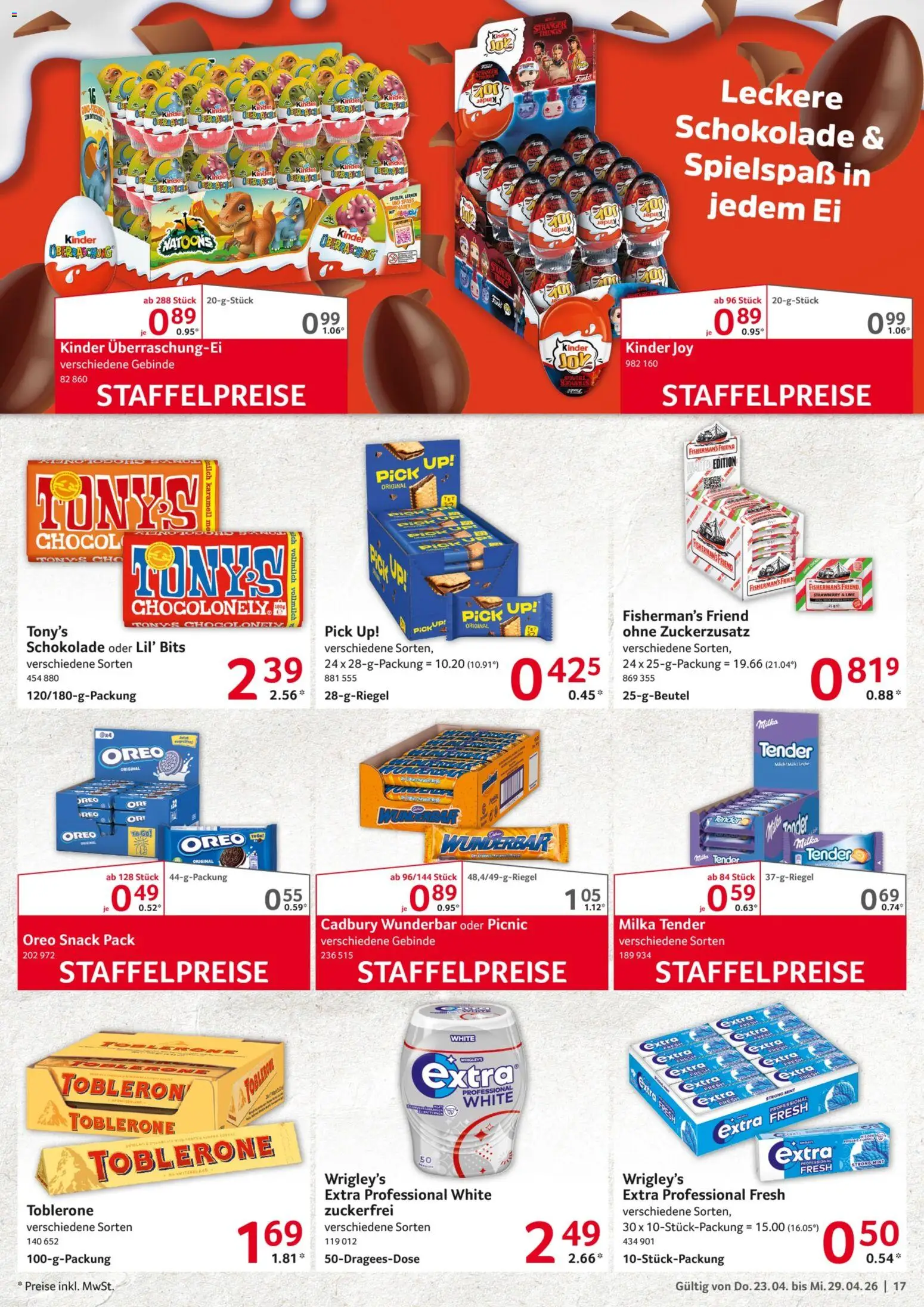 Selgros Prospekt 	 – gültig ab 23.04.2026 | Seite: 17 | Produkte: Milch, Schokolade, Milka, Kinder joy