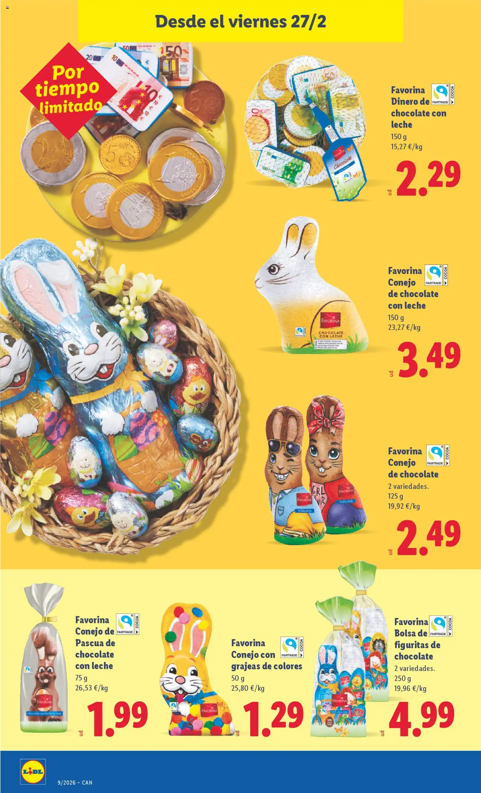 Lidl - Canarias │ válido desde el 23.02.2026 | Página: 28 | Productos: Leche, Chocolate, Chocolate con leche, Bolsa