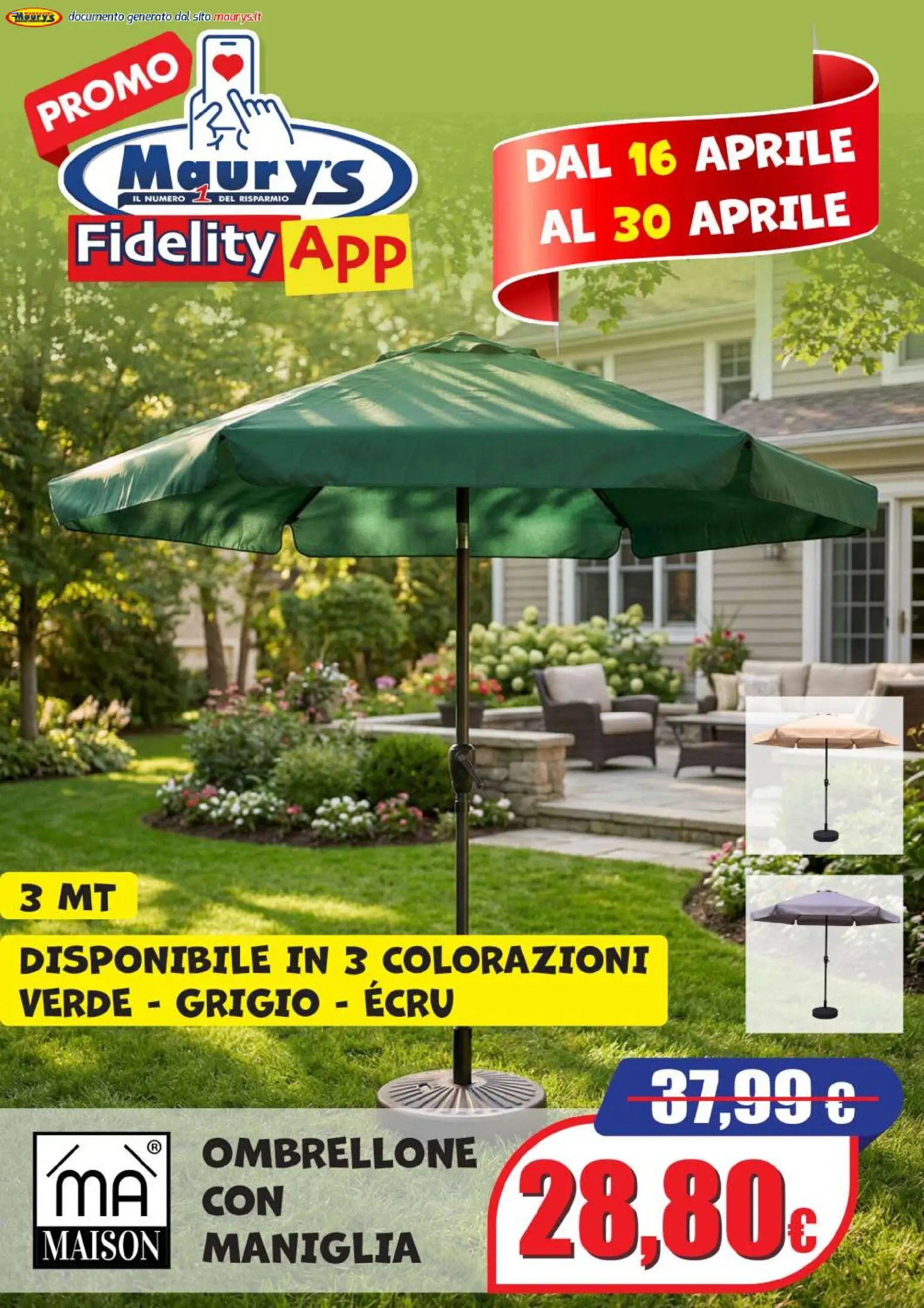 Volantino Maury's del 16.04.2026 | Pagina: 3 | Prodotti: Ombrellone