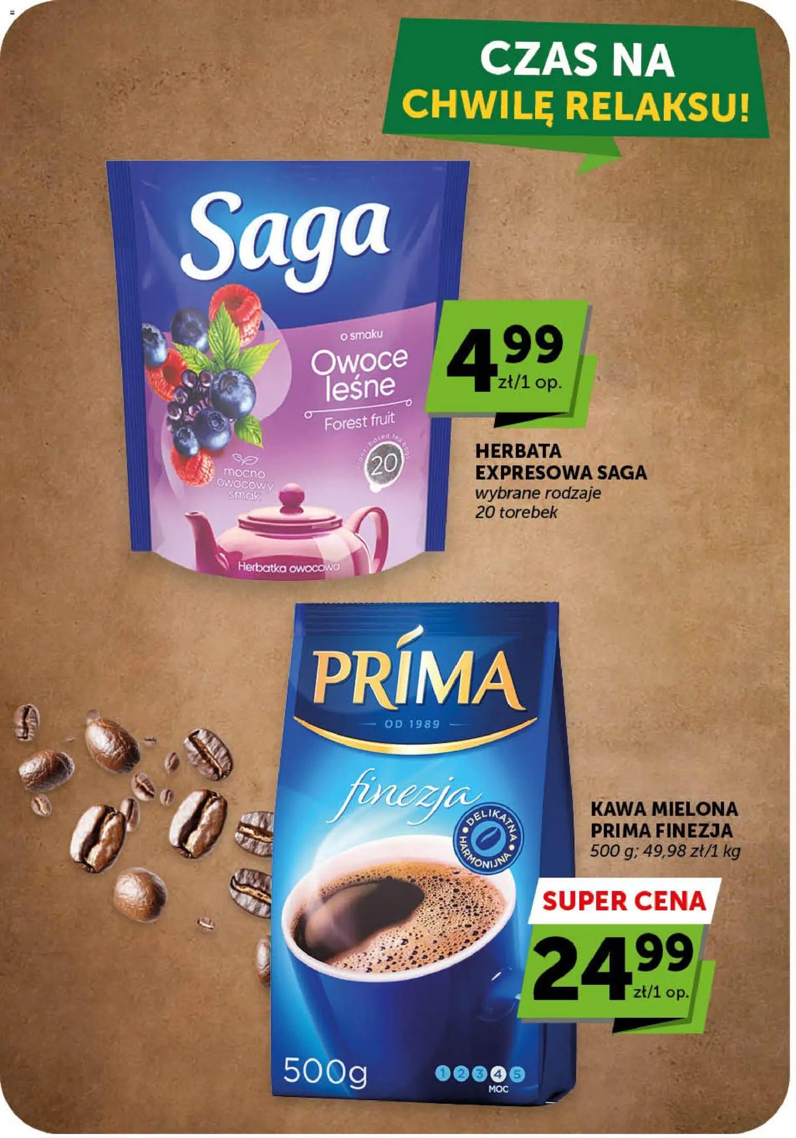 Groszek gazetka - Market od 26.03.2026 | Strona: 21 | Produkty: Kawa mielona Prima, Kawa, Herbata, Owoce