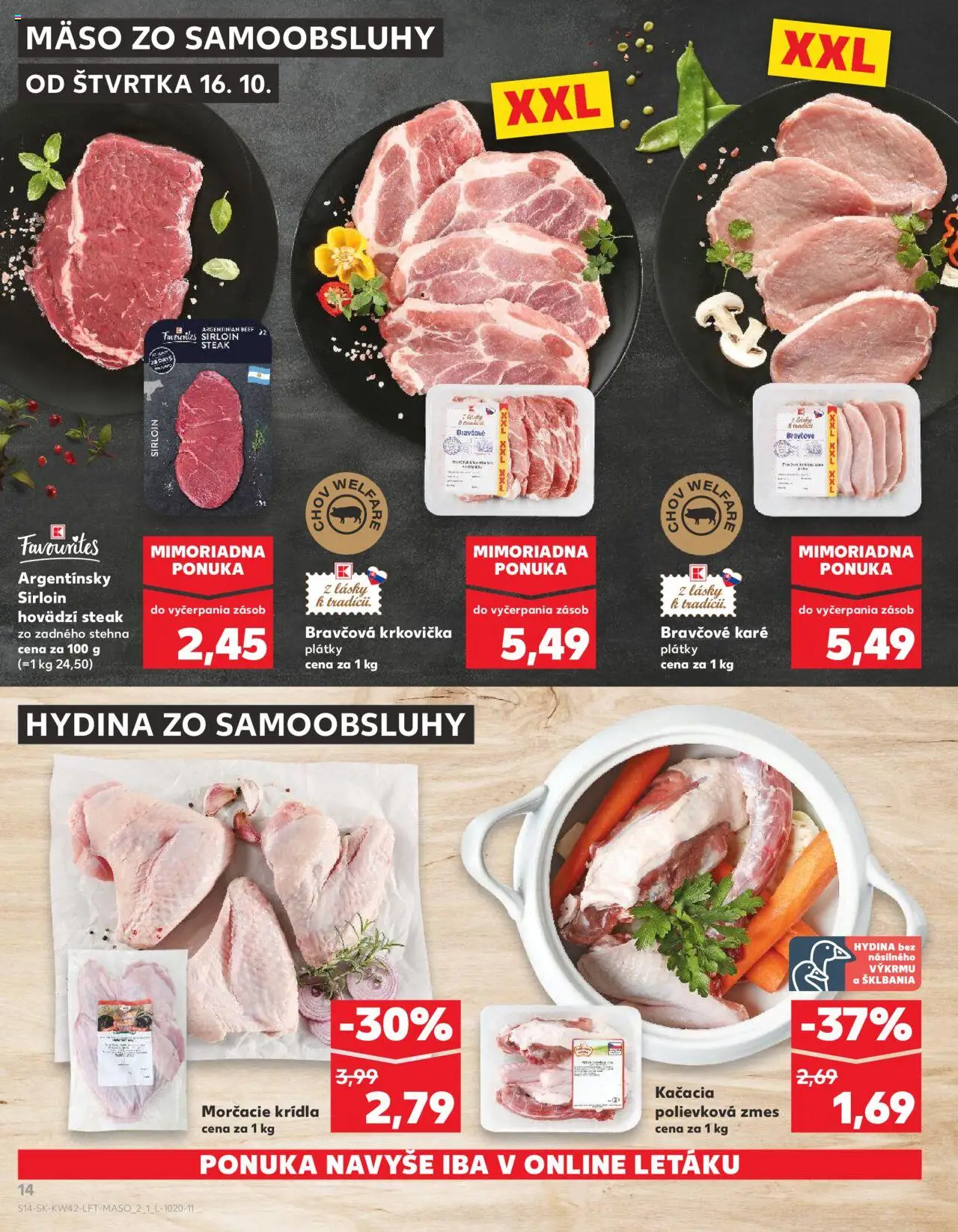 Nové Kaufland akcie – leták je platný od 16.10.2025 | Strana: 14 | Produkty: Bravčová krkovička, Krkovička, Steak, Bravčové karé