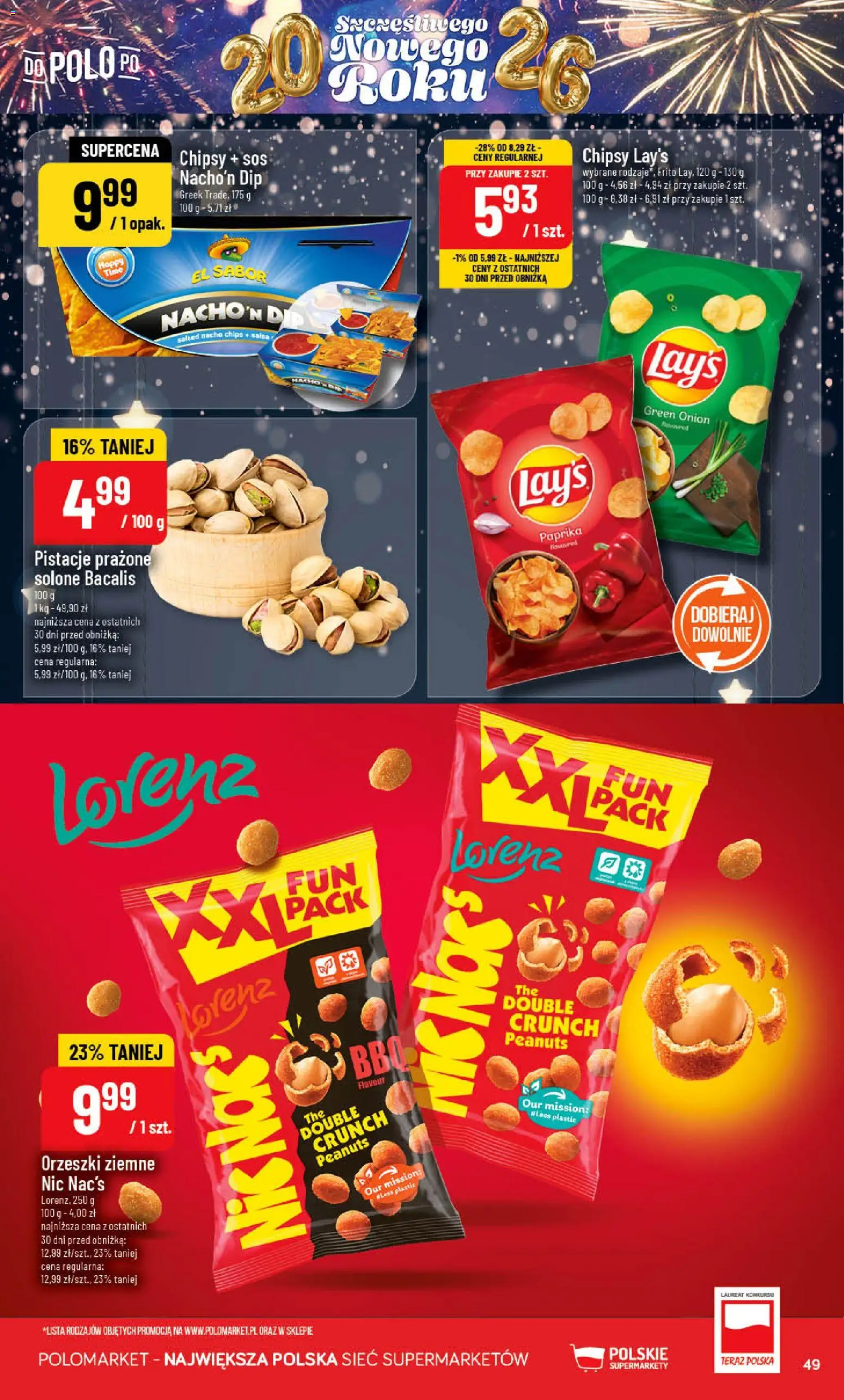 POLOmarket Gazetka od 27.12.2025 | Strona: 49 | Produkty: Chipsy, Orzeszki ziemne, Sos
