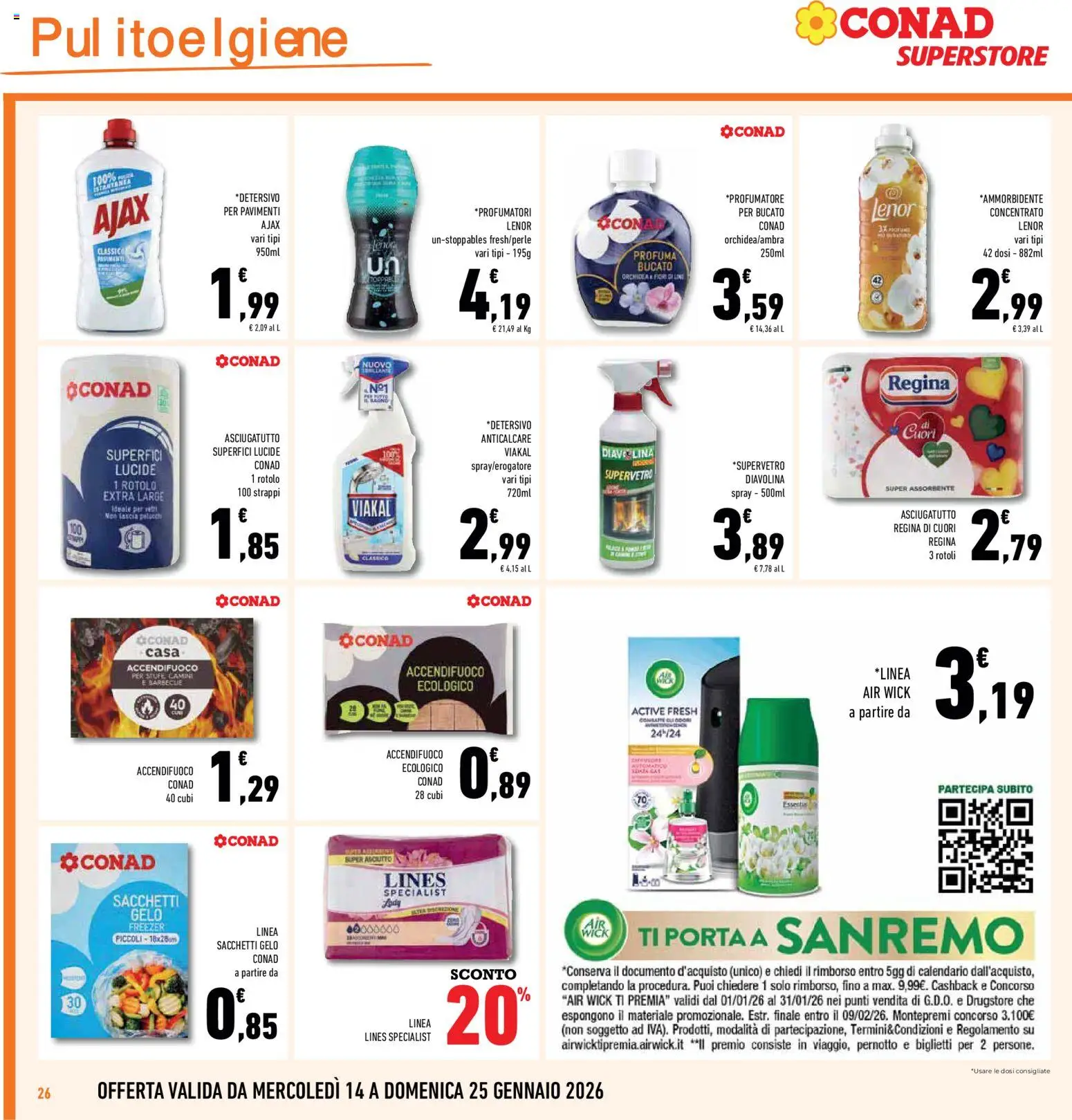Volantino Conad del 14.01.2026 | Pagina: 26 | Prodotti: Ammorbidente, Anticalcare, Barbecue, Asciugatutto