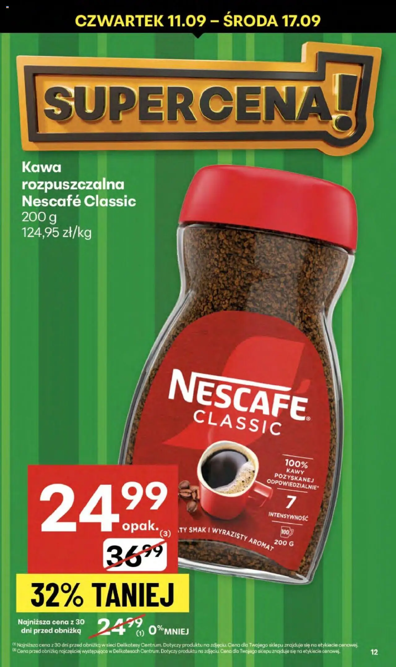 Delikatesy Centrum Gazetka od 11.09.2025 | Strona: 12 | Produkty: Nescafe, Kawa rozpuszczalna, Delikatesy, Kawa