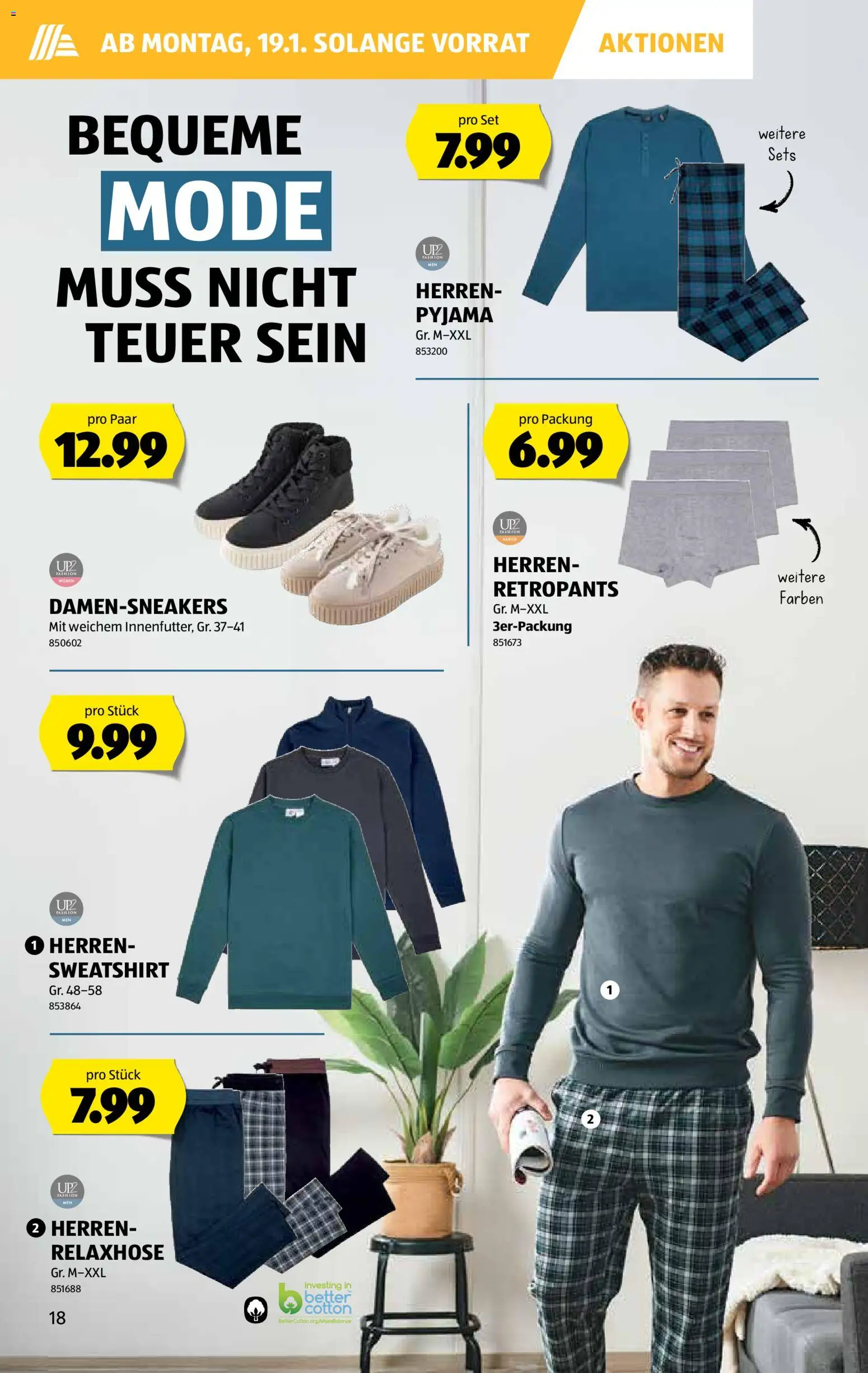 Aldi Aktionen – gültig ab 15.01.2026 | Seite: 19 | Produkte: Pyjama, Sweatshirt