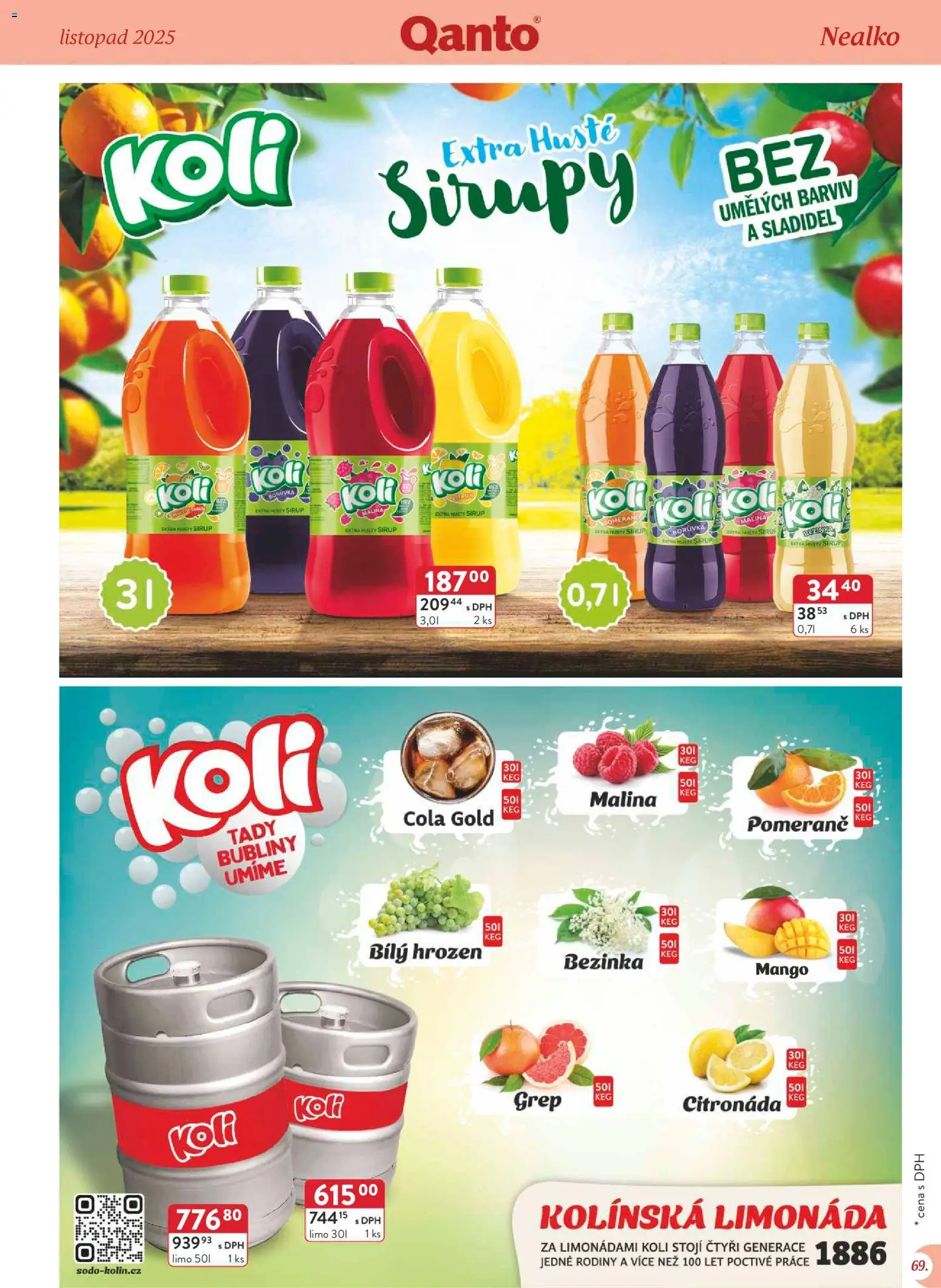 Astur & Qanto - Leták - Velkoobchod 11/2025 od 01.11.2025 | Strana: 69 | Produkty: Limonáda, Grep, Sirup, Cola