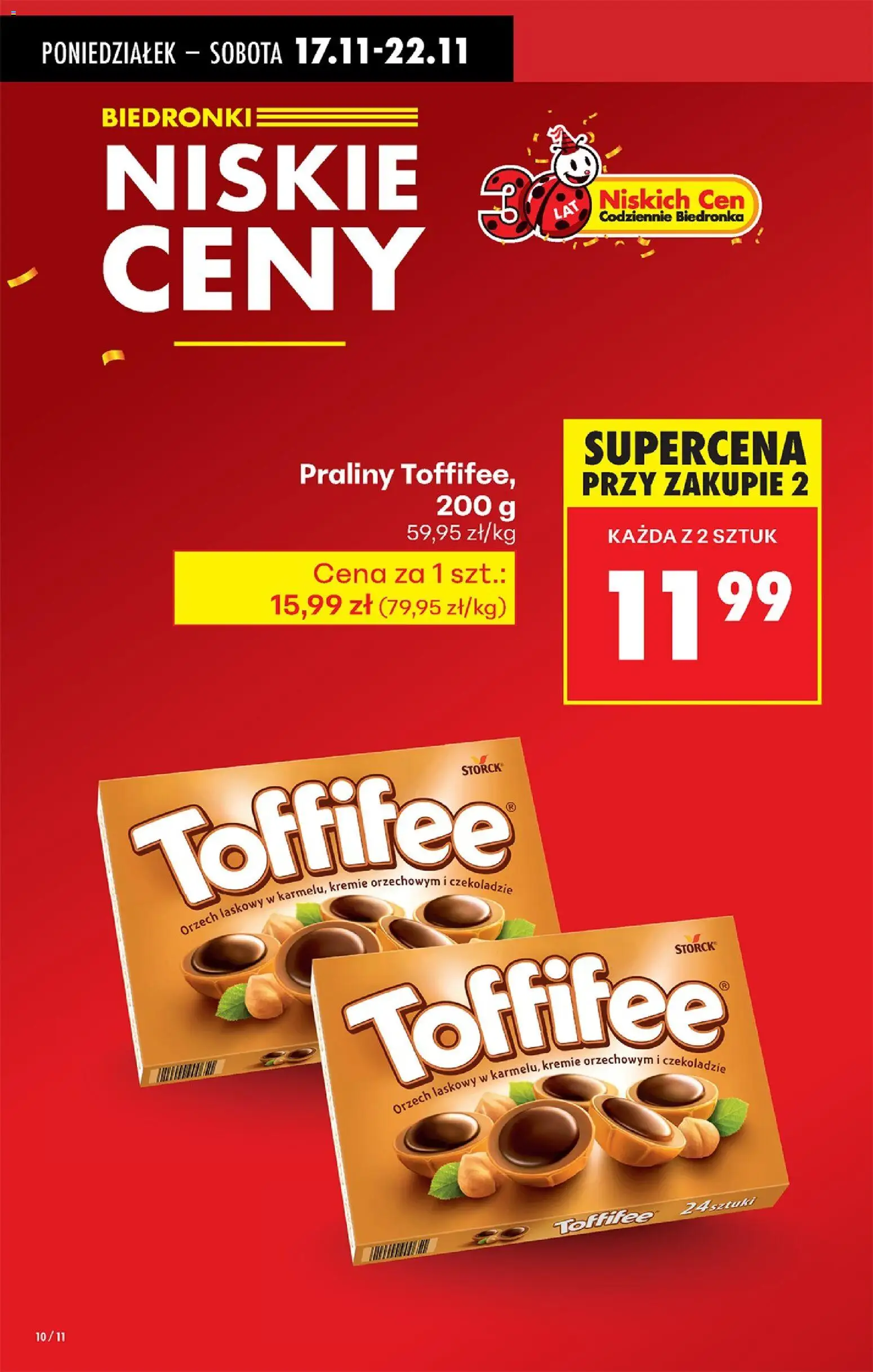 Biedronka gazetka od 17.11.2025 | Strona: 10 | Produkty: Praliny, Toffifee