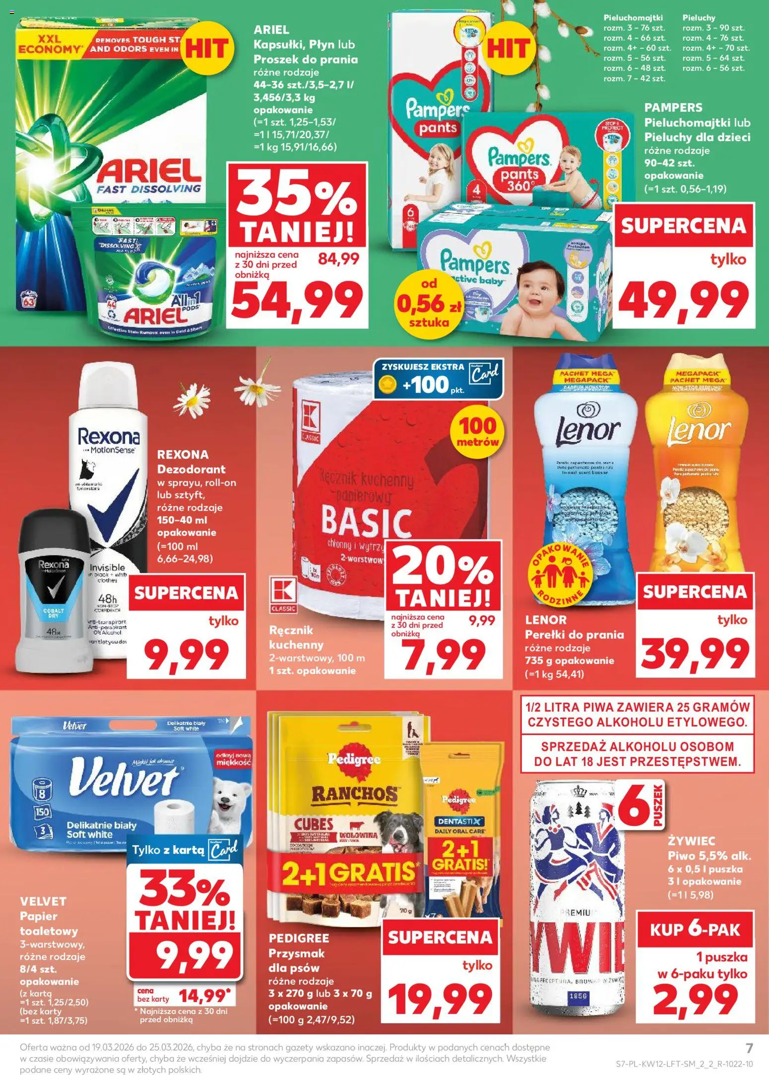 Kaufland Polsko leták od 19.03.2026 | Strana: 7 | Produkty: Pedigree, Pampers, Karty, Rexona