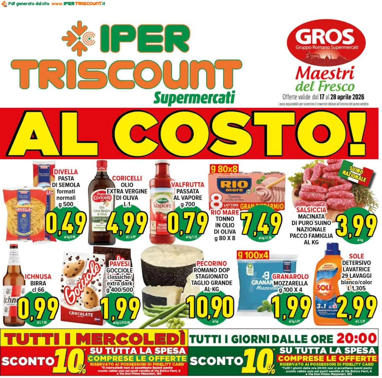 Volantino Ipertriscount del 17.04.2026 | Pagina: 1 | Prodotti: Birra, Lavatrice, Tonno, Pecorino