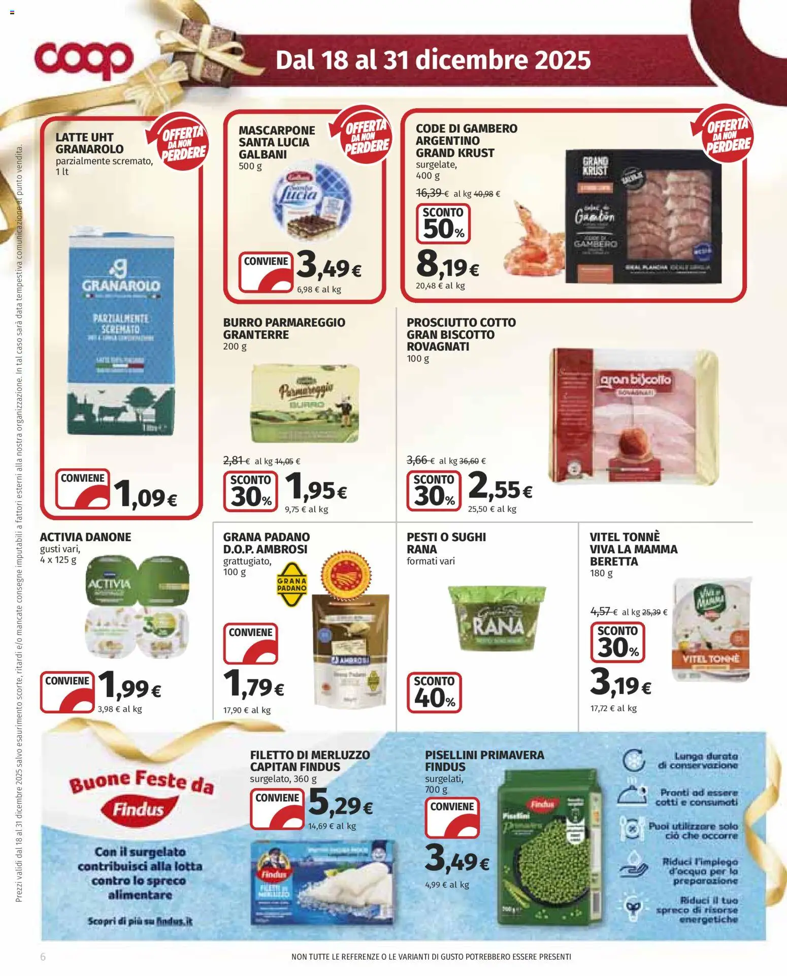 Volantino COOP del 18.12.2025 | Pagina: 6 | Prodotti: Prosciutto Cotto, Latte, Prosciutto, Burro