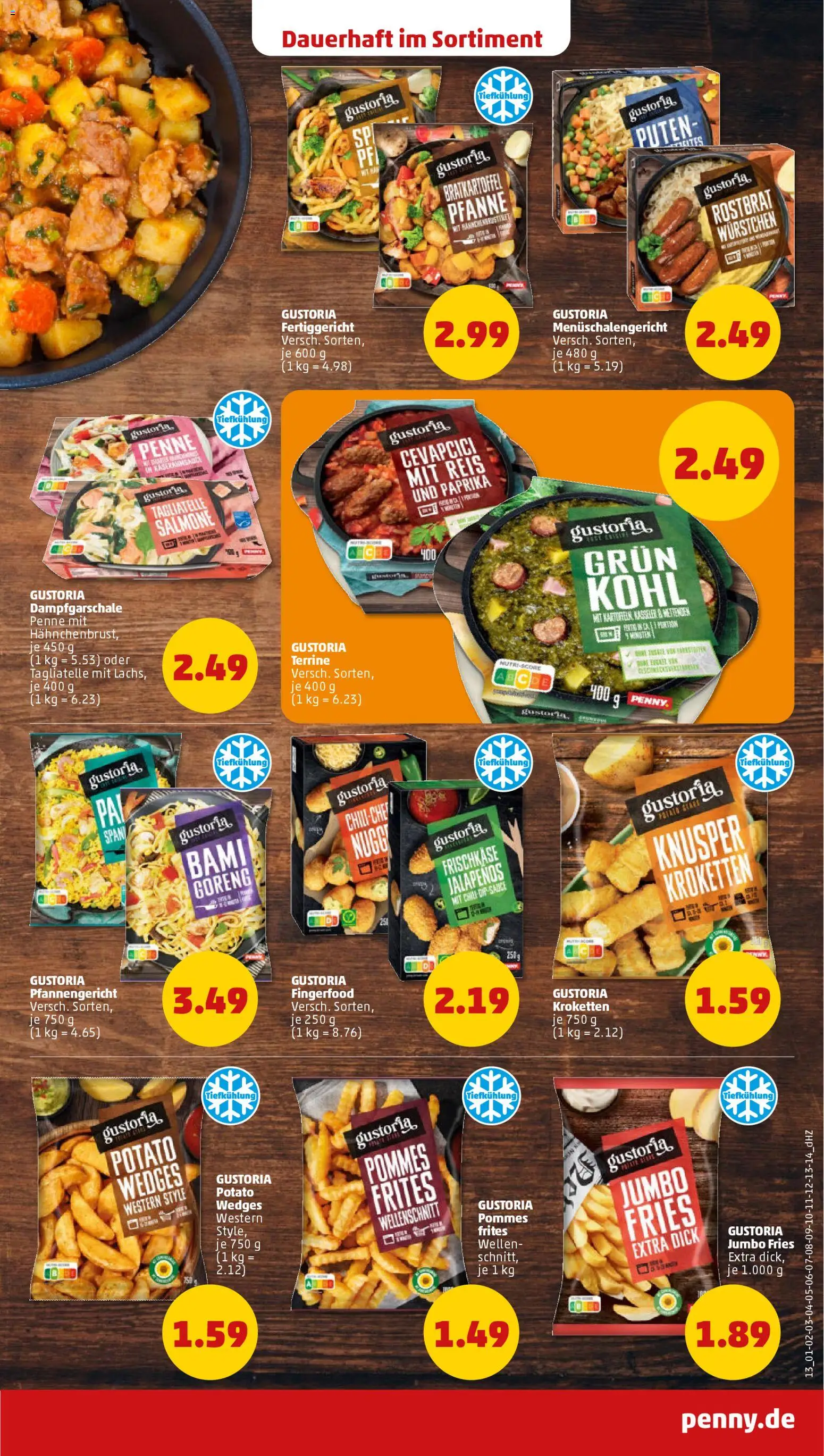 Penny Prospekt 	 – gültig ab 29.12.2025 | Seite: 13 | Produkte: Pommes, Cevapcici, Reis, Frischkase